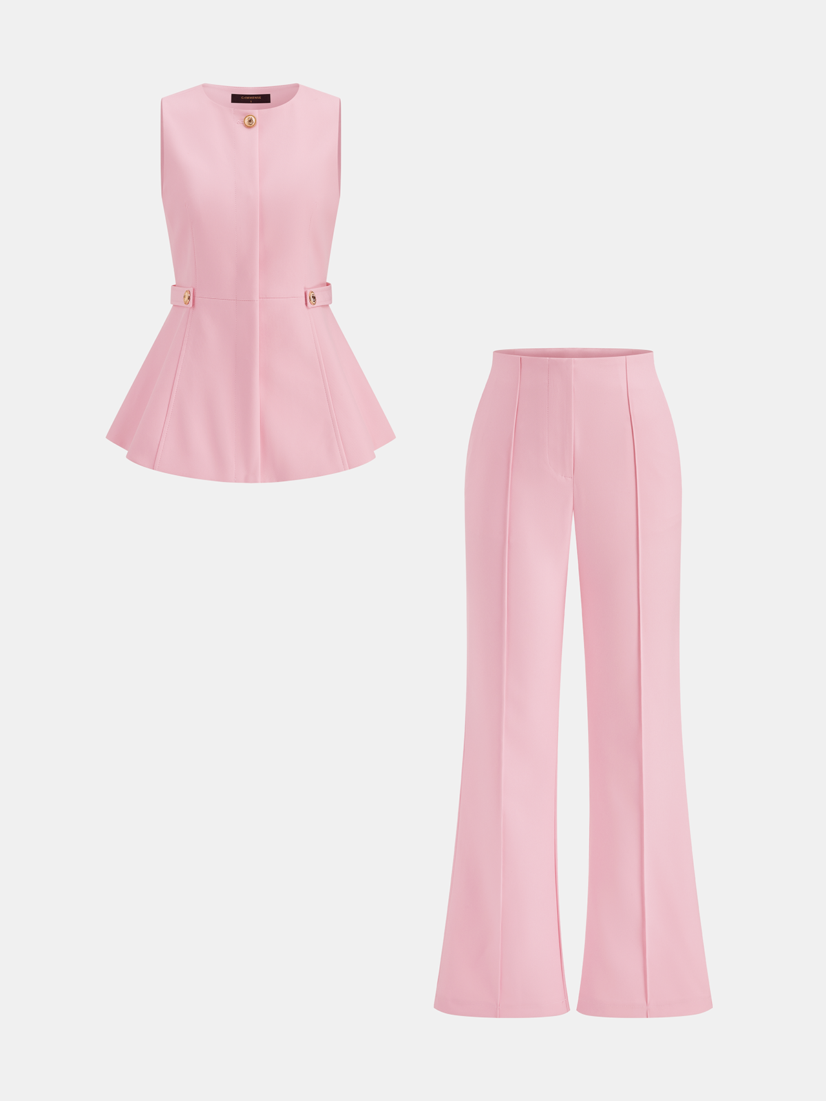 Sleeveless Peplum Vest & Flare Pants Set for Women Trendy Business Casual