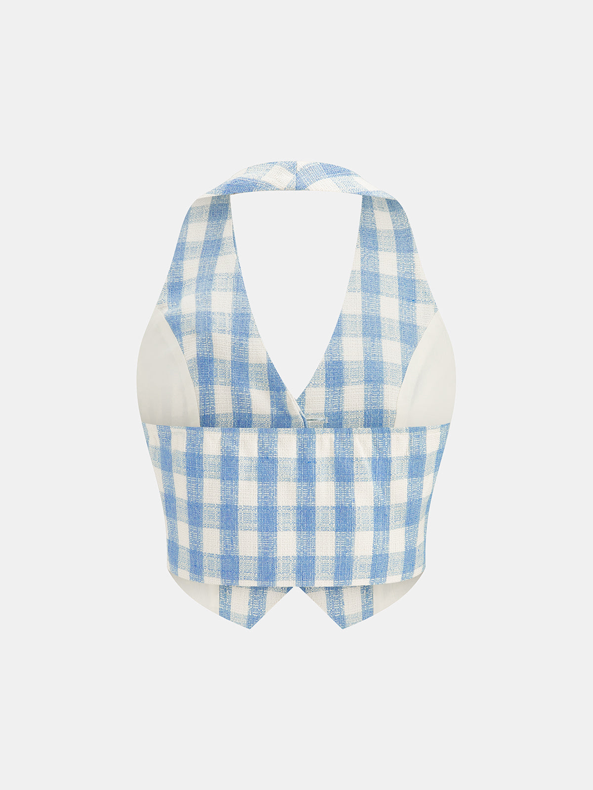 3D Flower Gingham Halter Vest & Shorts Set for Summer Outdoor Wear