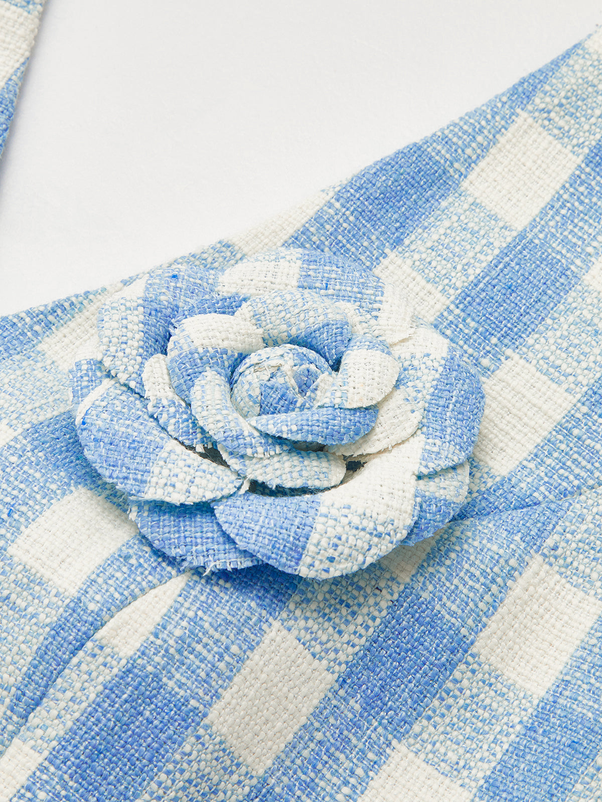 3D Flower Gingham Halter Vest & Shorts Set for Summer Outdoor Wear