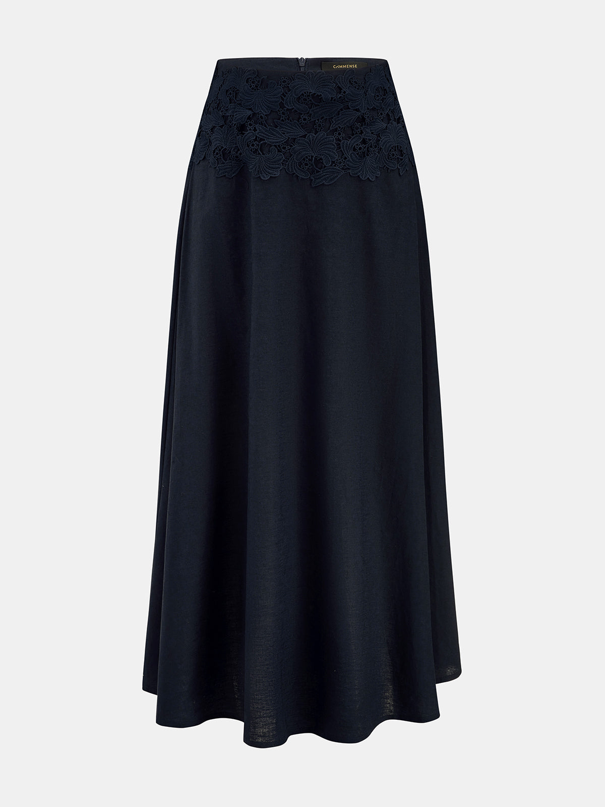 Cotton Linen Top & Lace Waist Skirt Set for Women's Casual Wear