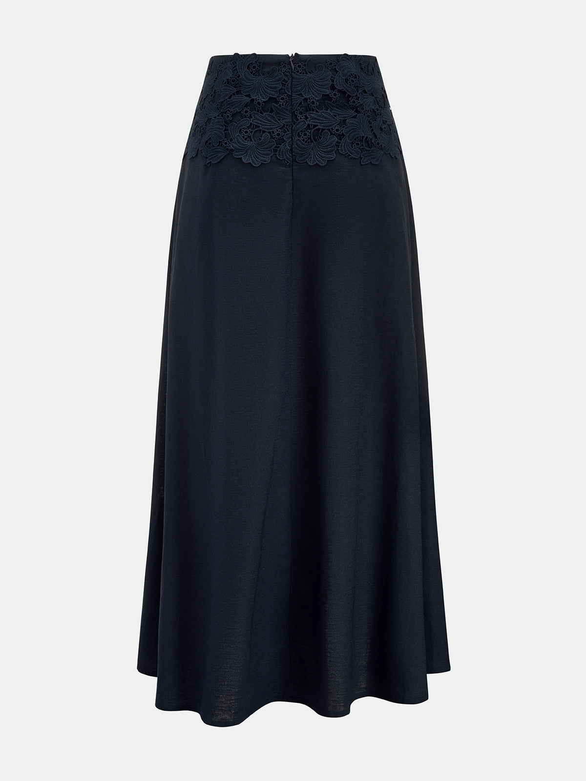 Cotton Linen Top & Lace Waist Skirt Set for Women's Casual Wear