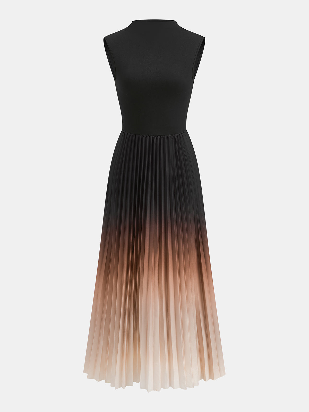 Sleeveless Pleated Gradient Midi Dress for Women Summer Casual