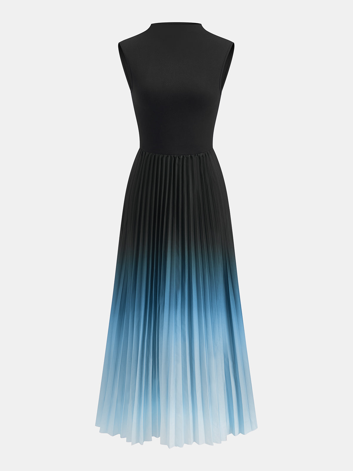 Sleeveless Pleated Gradient Midi Dress for Women Summer Casual