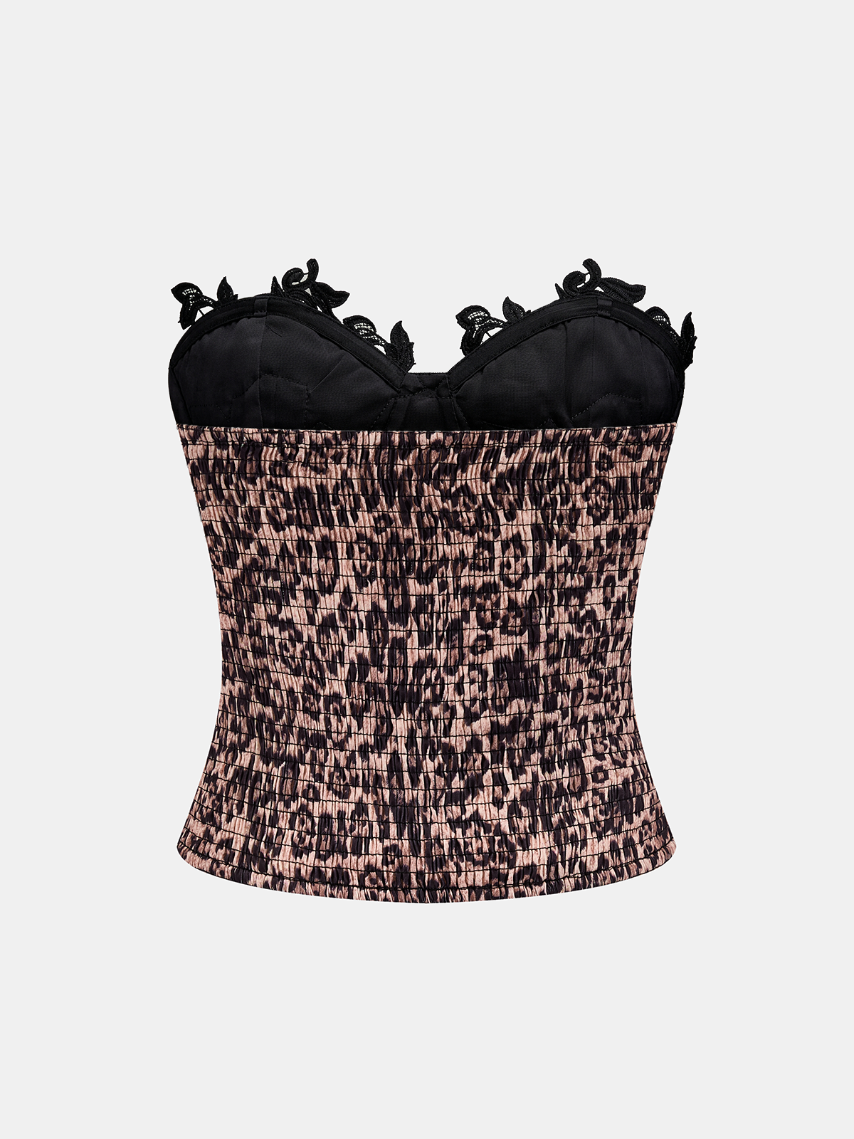 Leopard Print Lace Trim Strapless Corset Top Sexy Women's Fashion Boutique