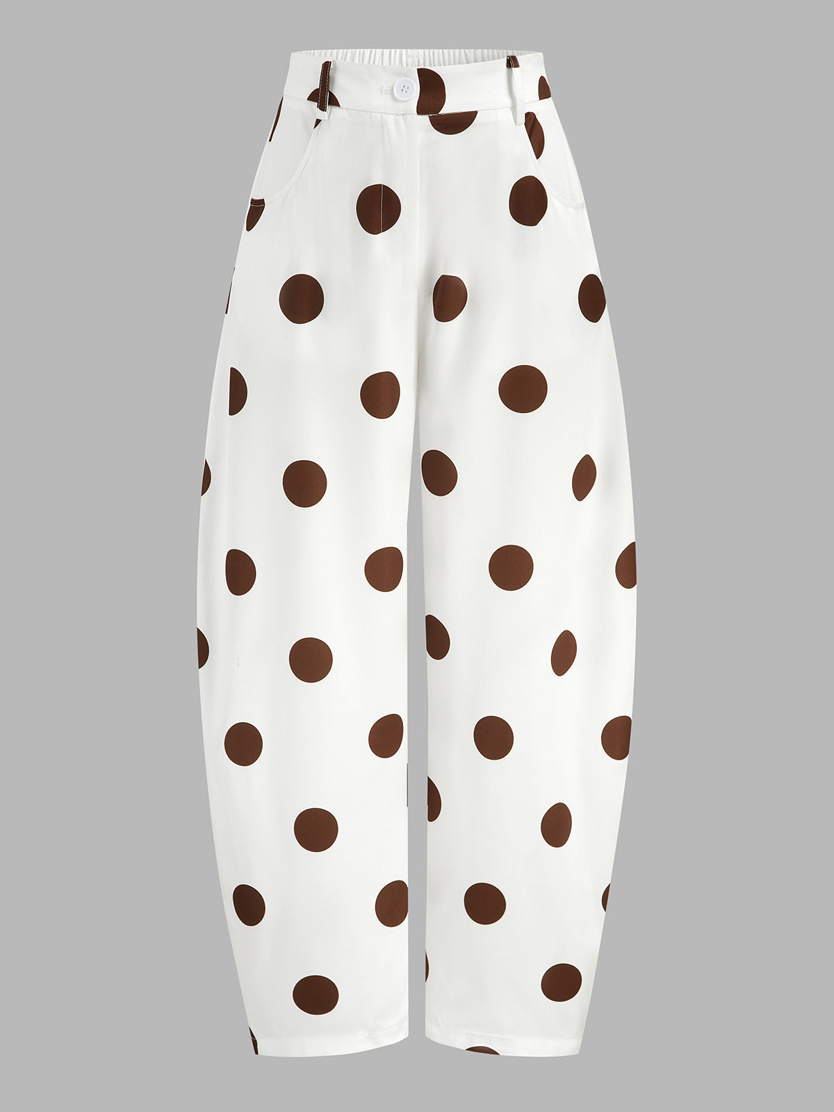 Polka Dot Casual Barrel Leg Pants for Women Comfort Fit