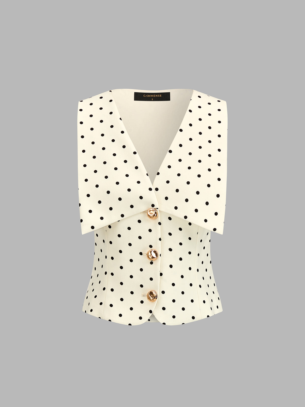 Polka Dot Folded Metal Button Vest Lightweight Fashion Statement