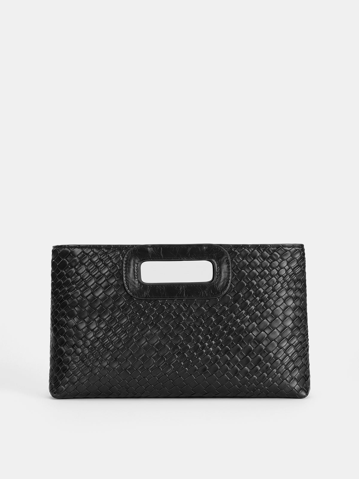 Woven Texture Cutout Handle Clutch Bag for Evening Events
