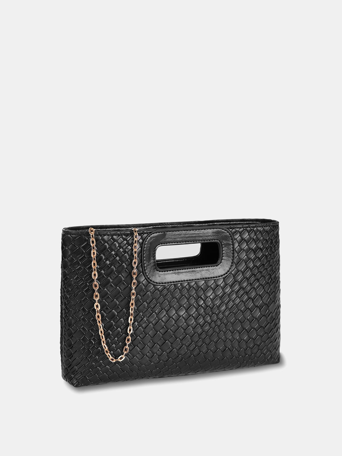 Woven Texture Cutout Handle Clutch Bag for Evening Events