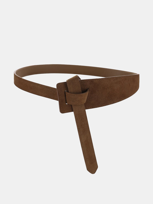 Wide Suede Effect Knot Buckle Belt Adjustable Waist Cincher