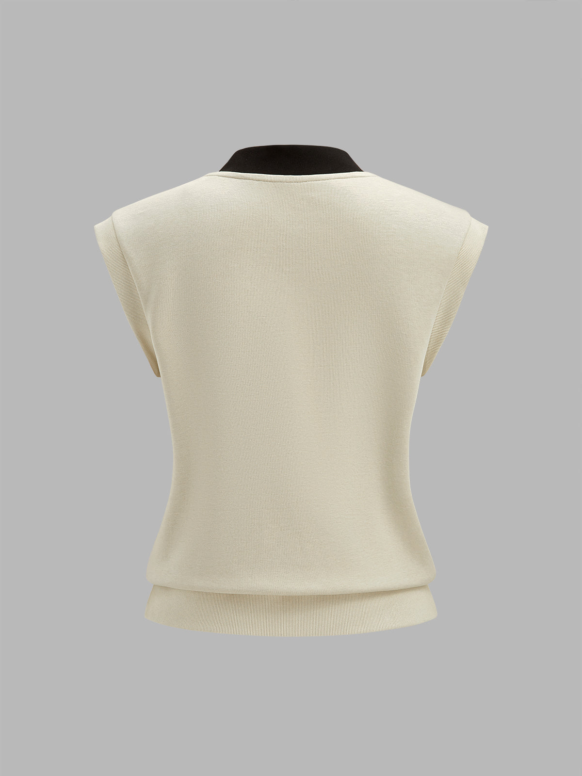 Contrast Trim V-Neck Top & Drawstring Shorts Set with Casual Style