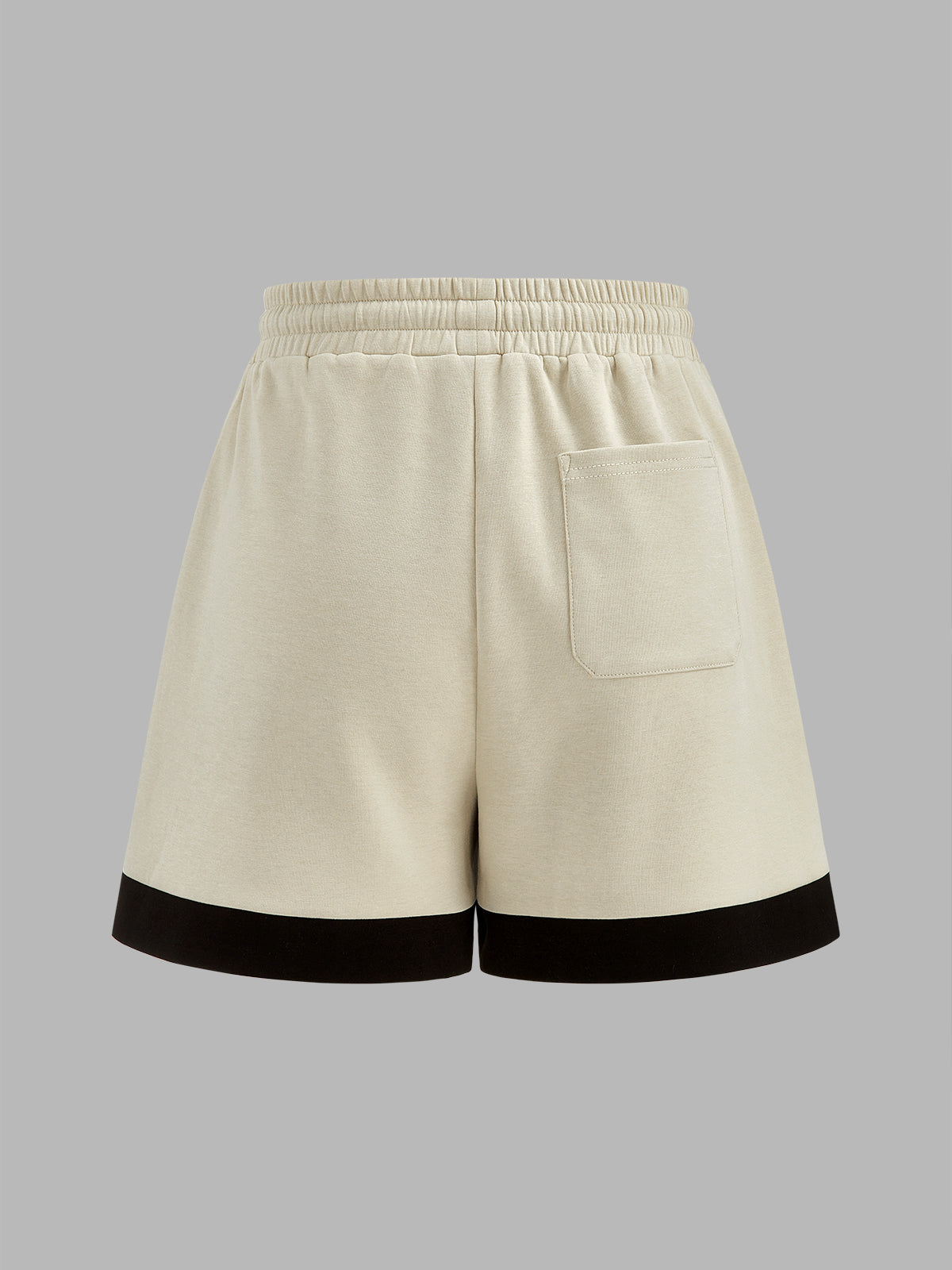 Contrast Trim V-Neck Top & Drawstring Shorts Set with Casual Style