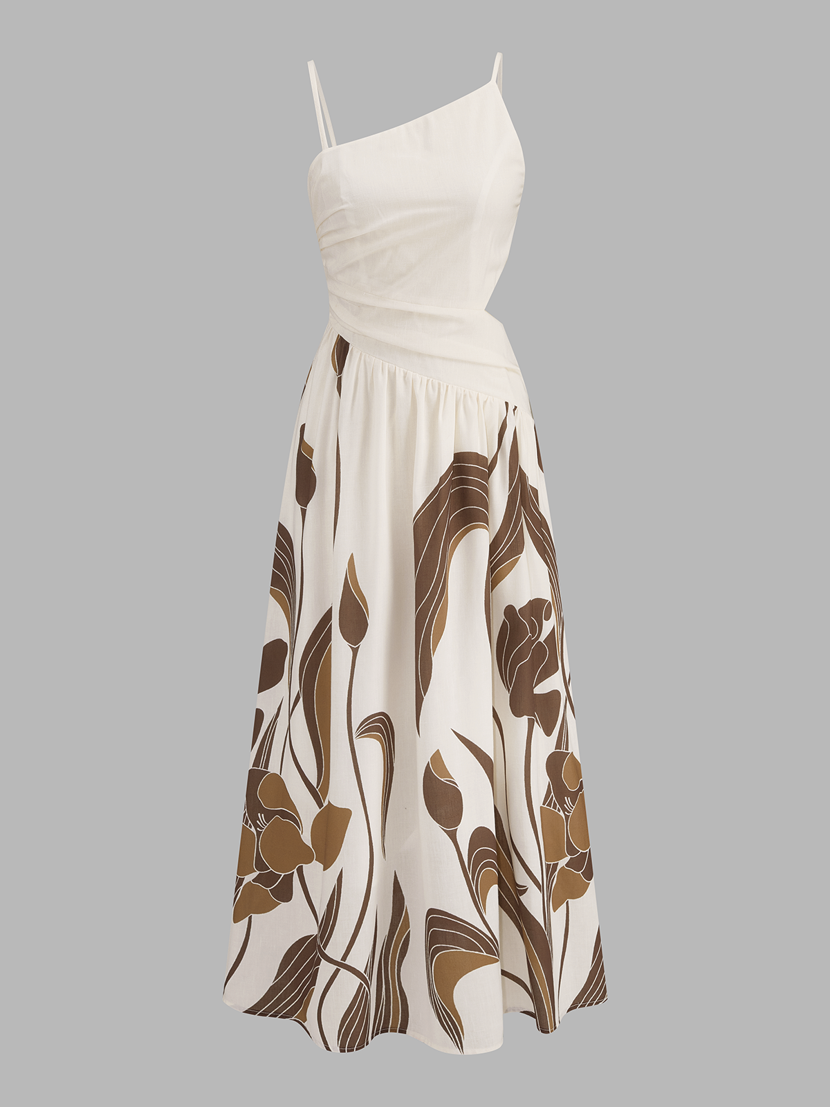 Asymmetrical Cutout Abstract Print Maxi Dress - Trendy Flowing Summer Design
