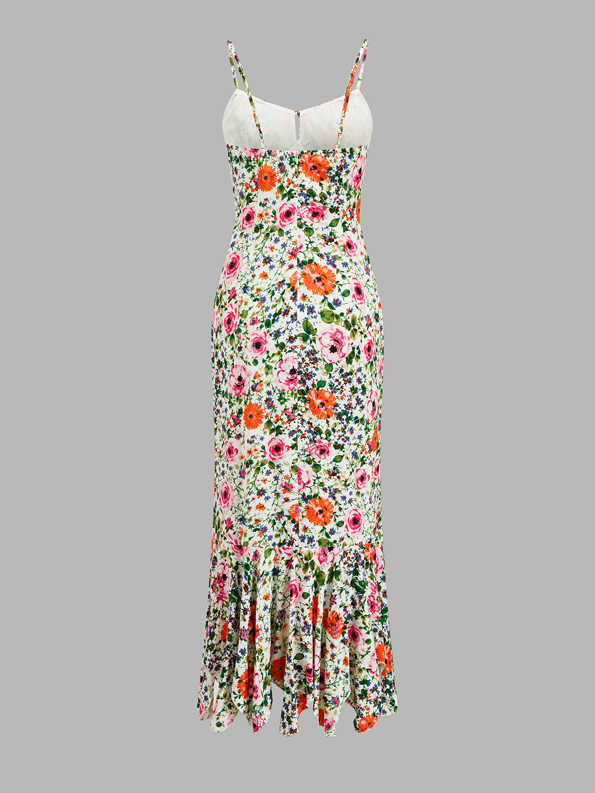 Multicolor Floral Print Mermaid Midi Dress for Women, Spring Summer 2023 Collection