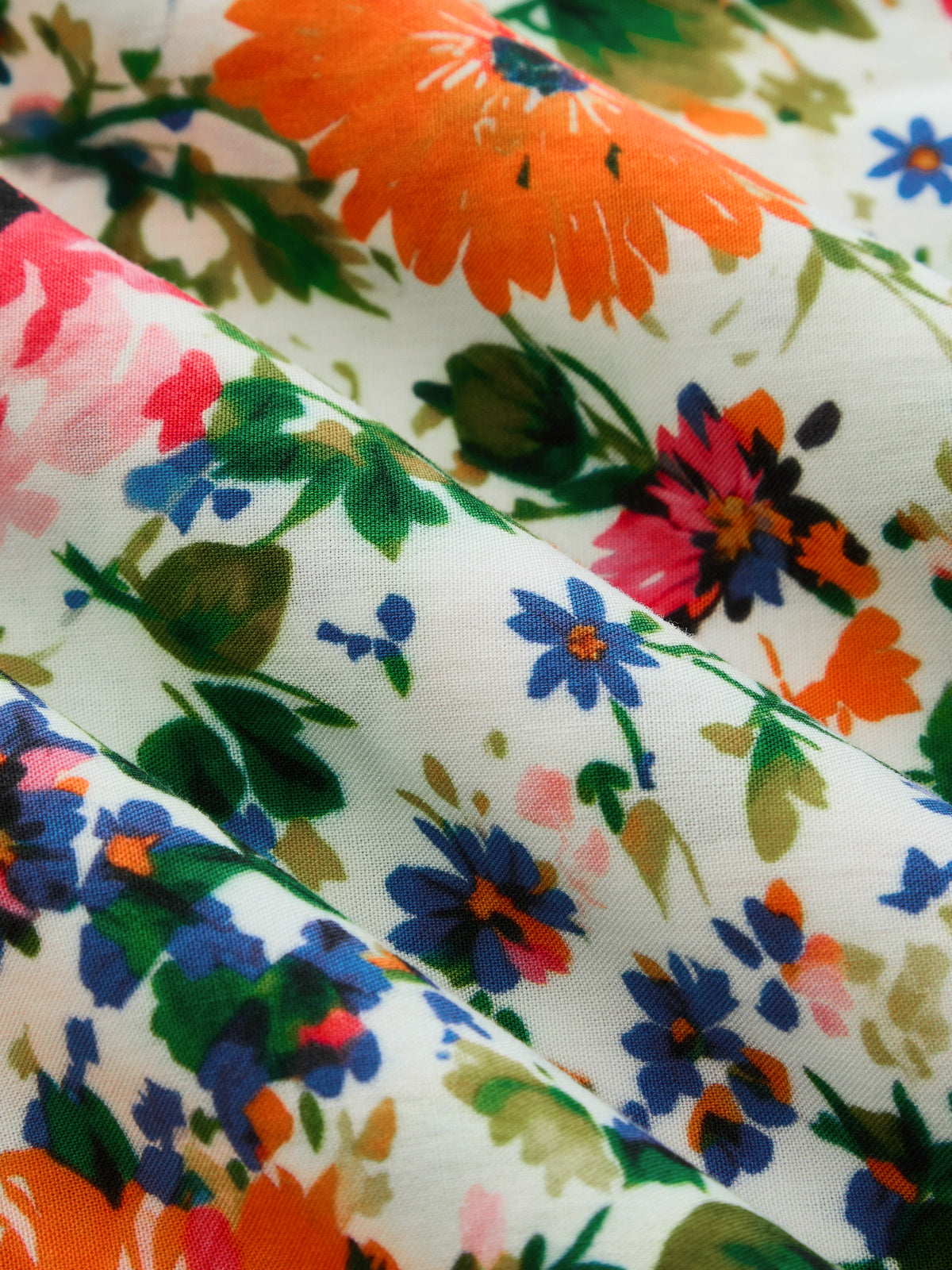 Multicolor Floral Print Mermaid Midi Dress for Women, Spring Summer 2023 Collection