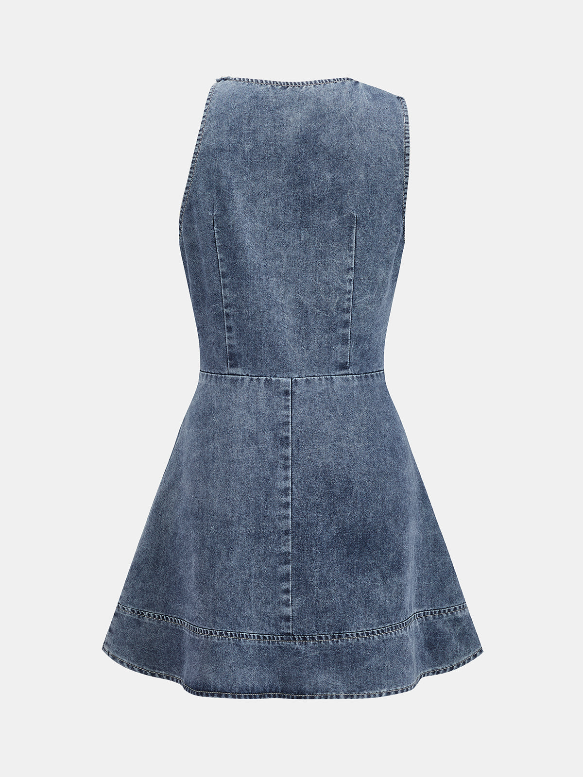 Ruched Sleeveless Asymmetric Denim Mini Dress Women's Fashion Trend