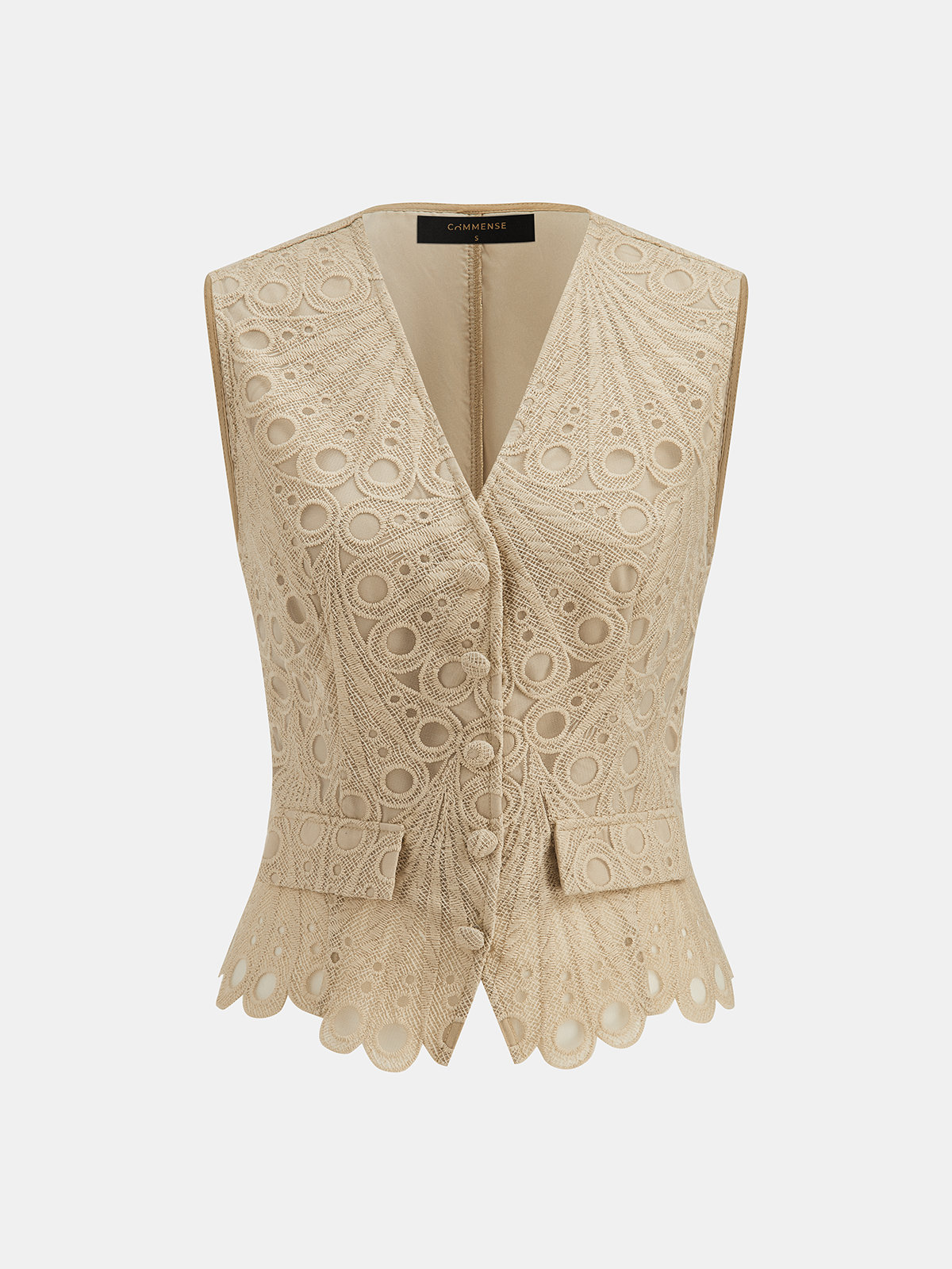Guipure Lace Vest & Wide Leg Pants Set for Formal Events