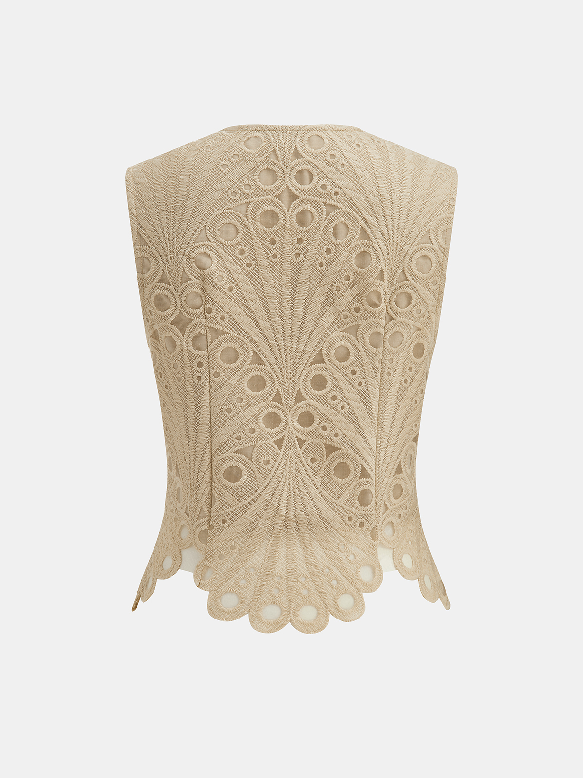 Guipure Lace Vest & Wide Leg Pants Set for Formal Events