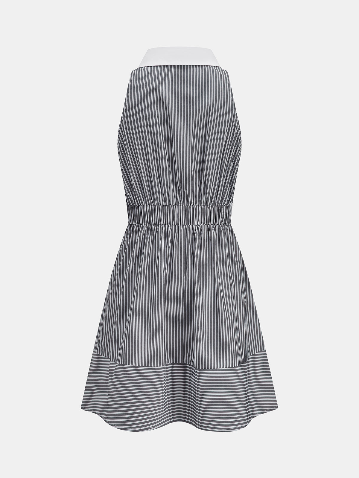 Contrast Collar Halter Striped Mini Dress for Women Casual Summer Style