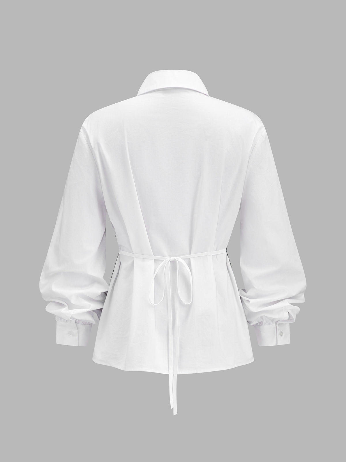 Contrast Lace Waist Shirt Elegant Feminine Tailored Design