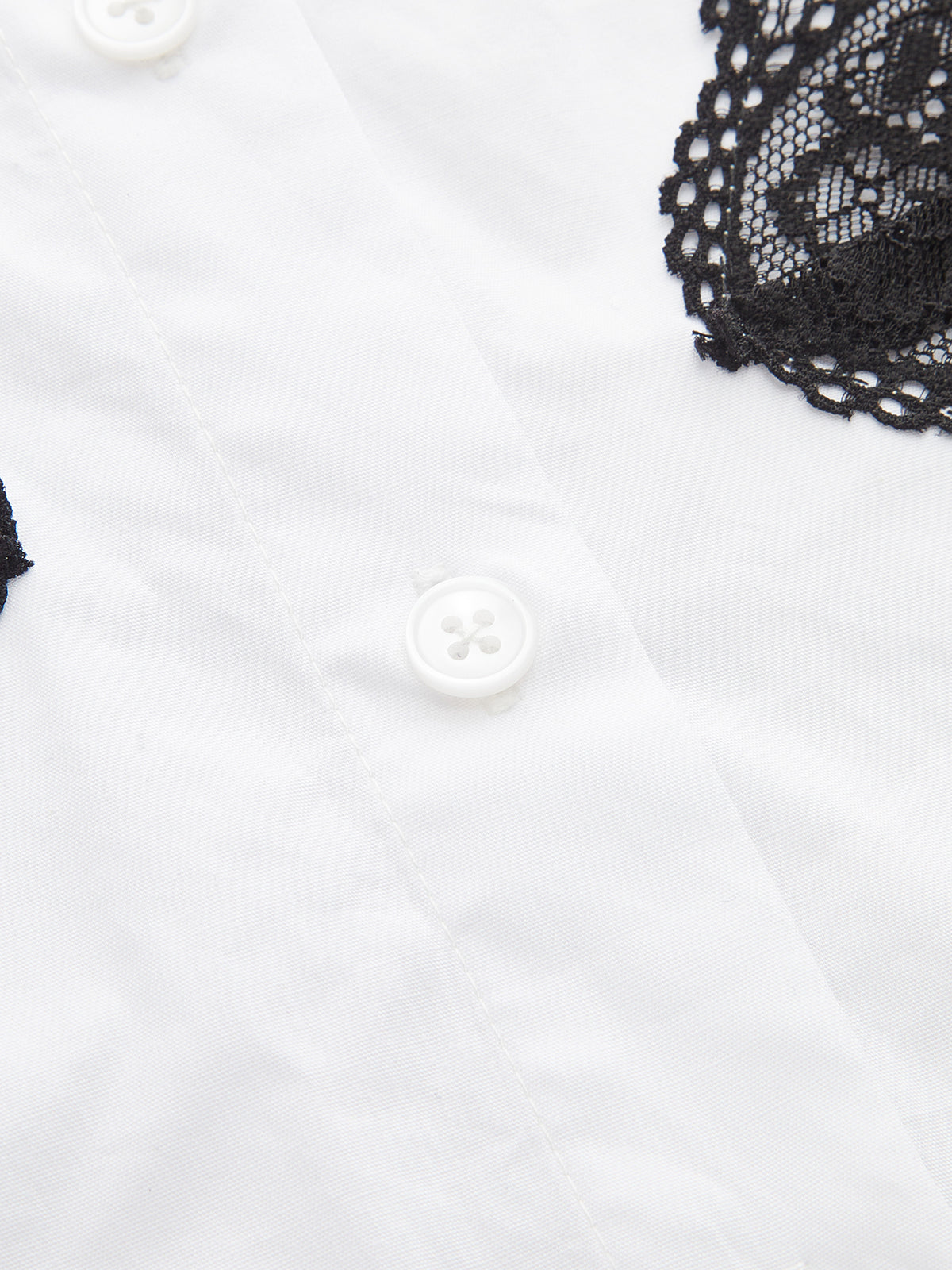 Contrast Lace Waist Shirt Elegant Feminine Tailored Design