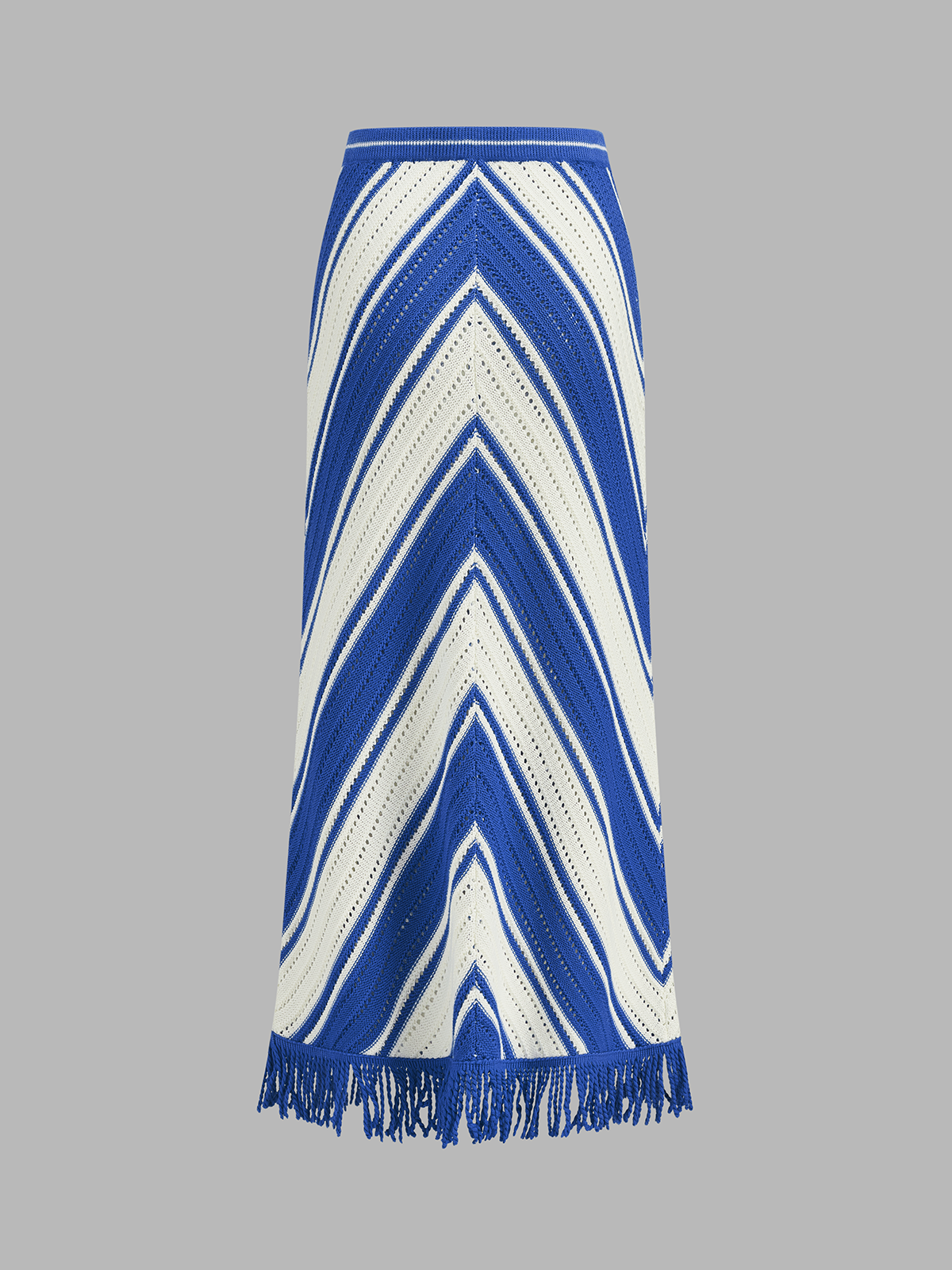 Chevron Knit Top & Midi Skirt Set Comfortable Trendy Women's Outfit