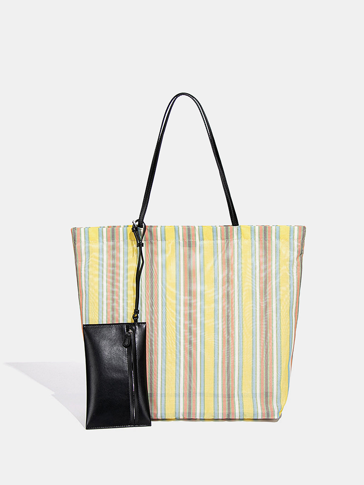 Rainbow Striped Large Shoulder Bag Spacious Tote for Everyday Use