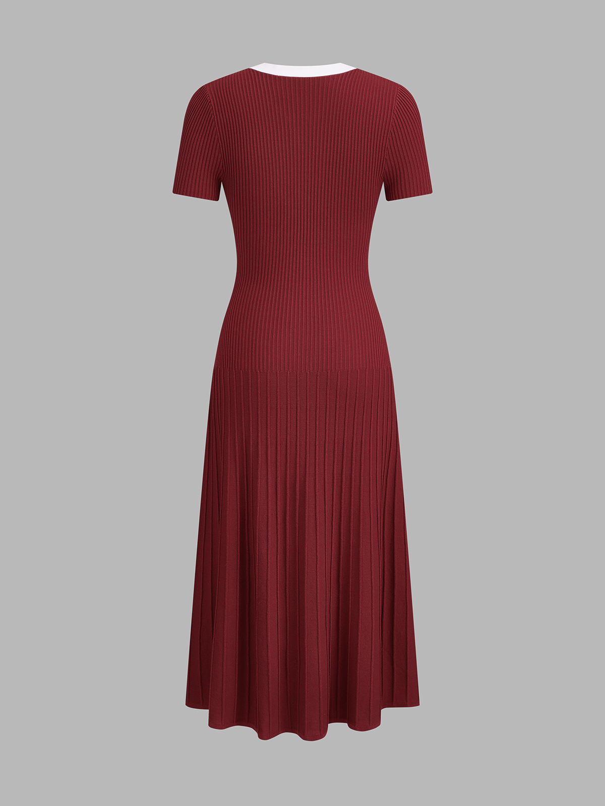 Contrast Trim Short Sleeve Knit Midi Dress for Casual Summer Wear
