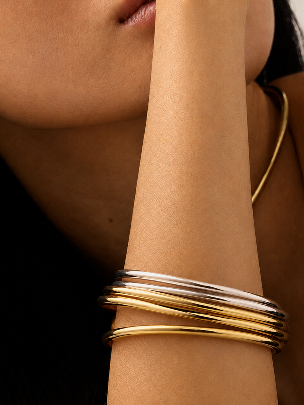 Minimalist Stacked Bangle Bracelet for Women, Trendy Fashion Jewelry