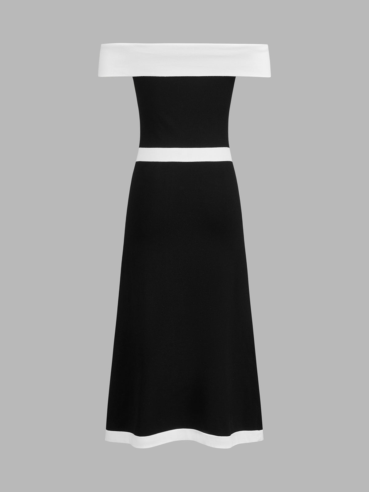 Off Shoulder Button Split Midi Dress With Belted Waist for Women