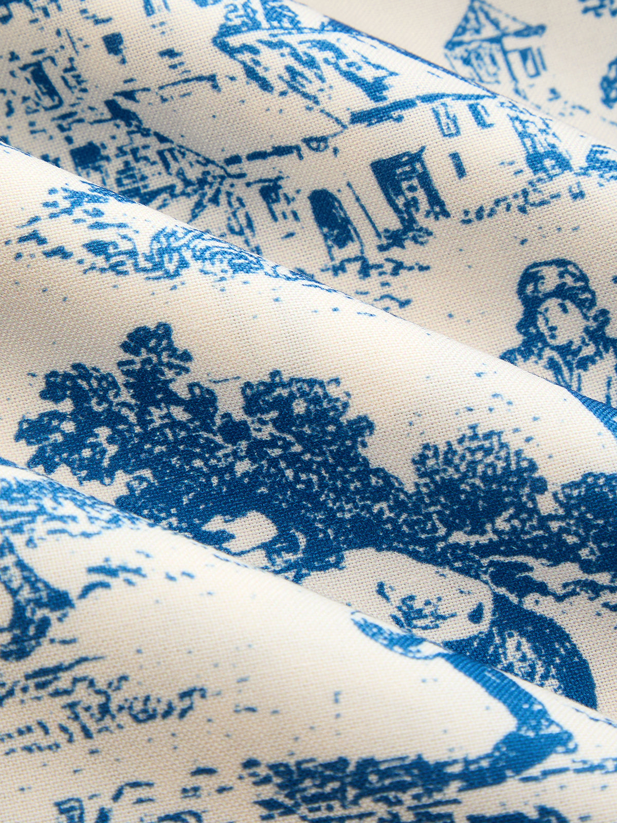 Toile Print Pleated Wide Leg Pants for Women Spring Fashion
