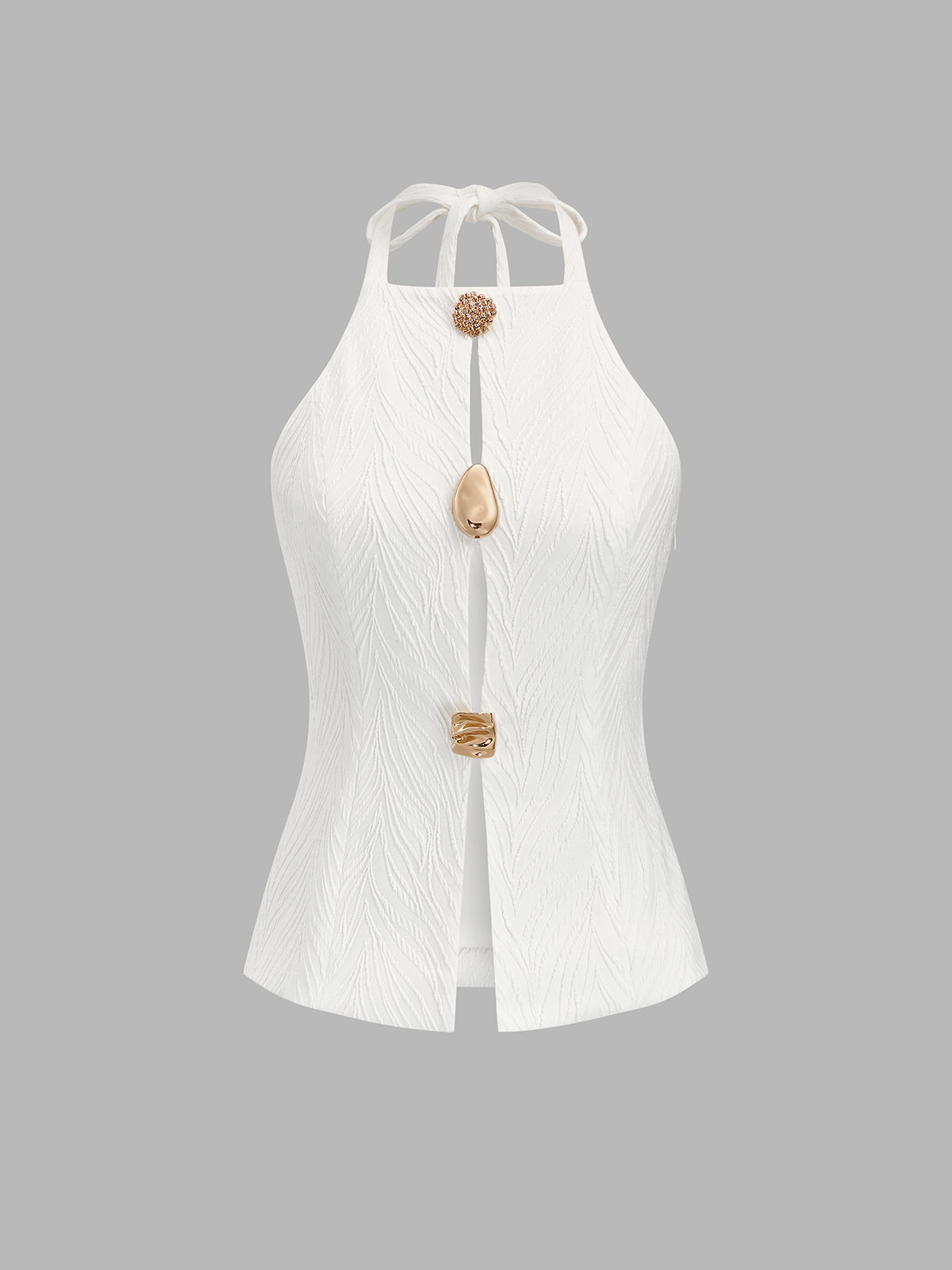 Textured Halter Cutout Top & Mini Skirt Set for Women Summer Wear