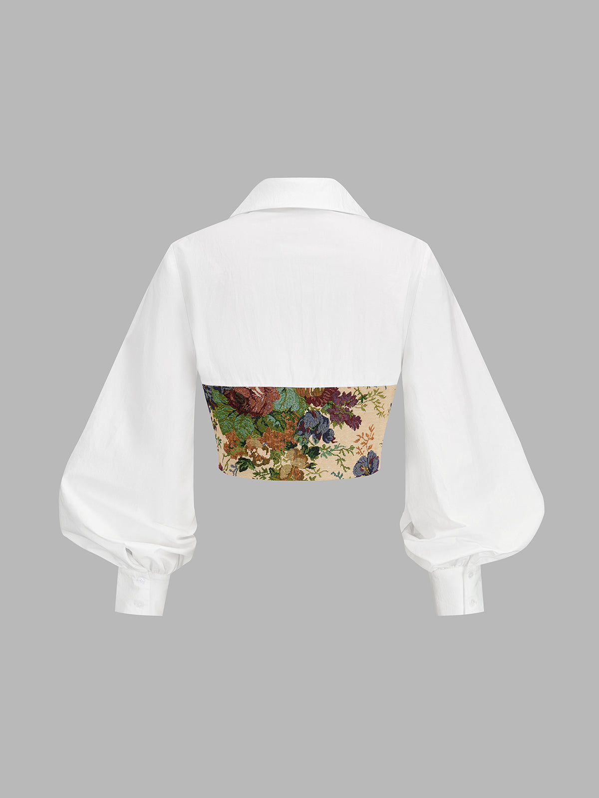 Floral Corset Cropped Long Sleeve Blouse Women's Trendy Spring Top