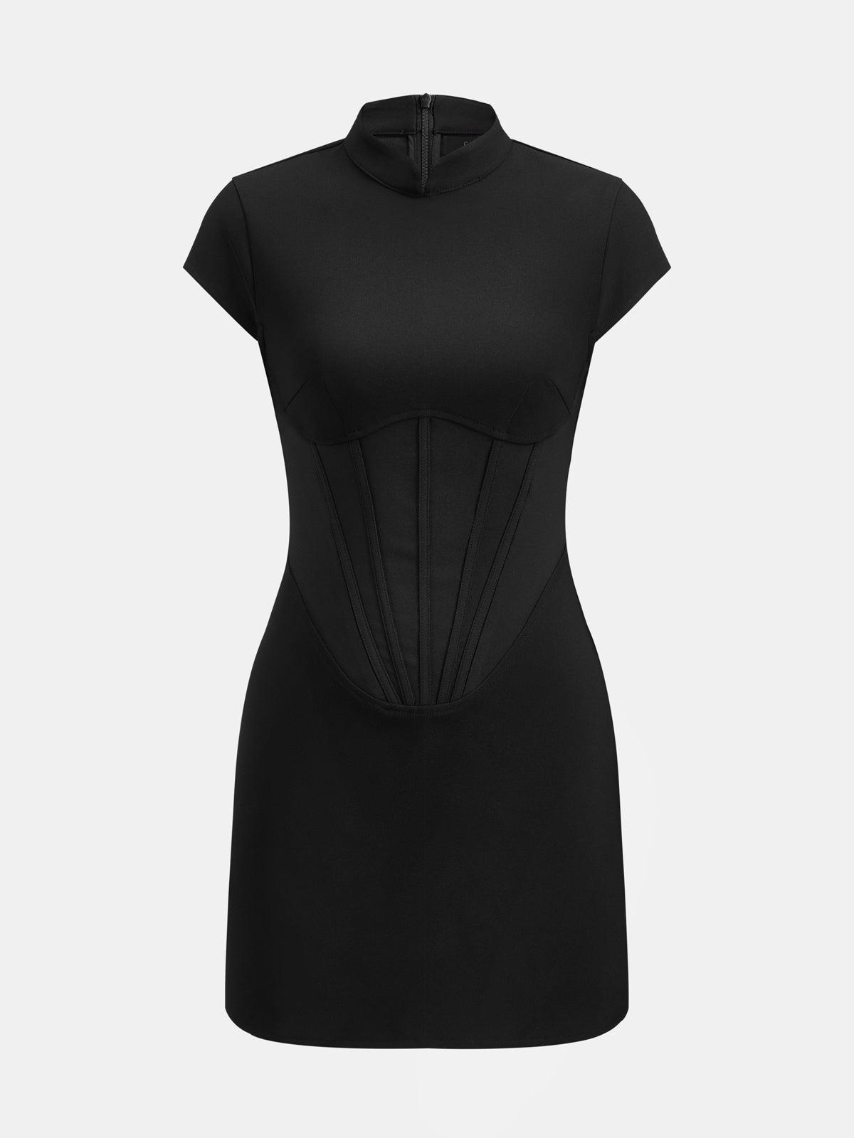 Mandarin Collar Corset Bodycon Mini Dress - Chic Trendy Evening Wear