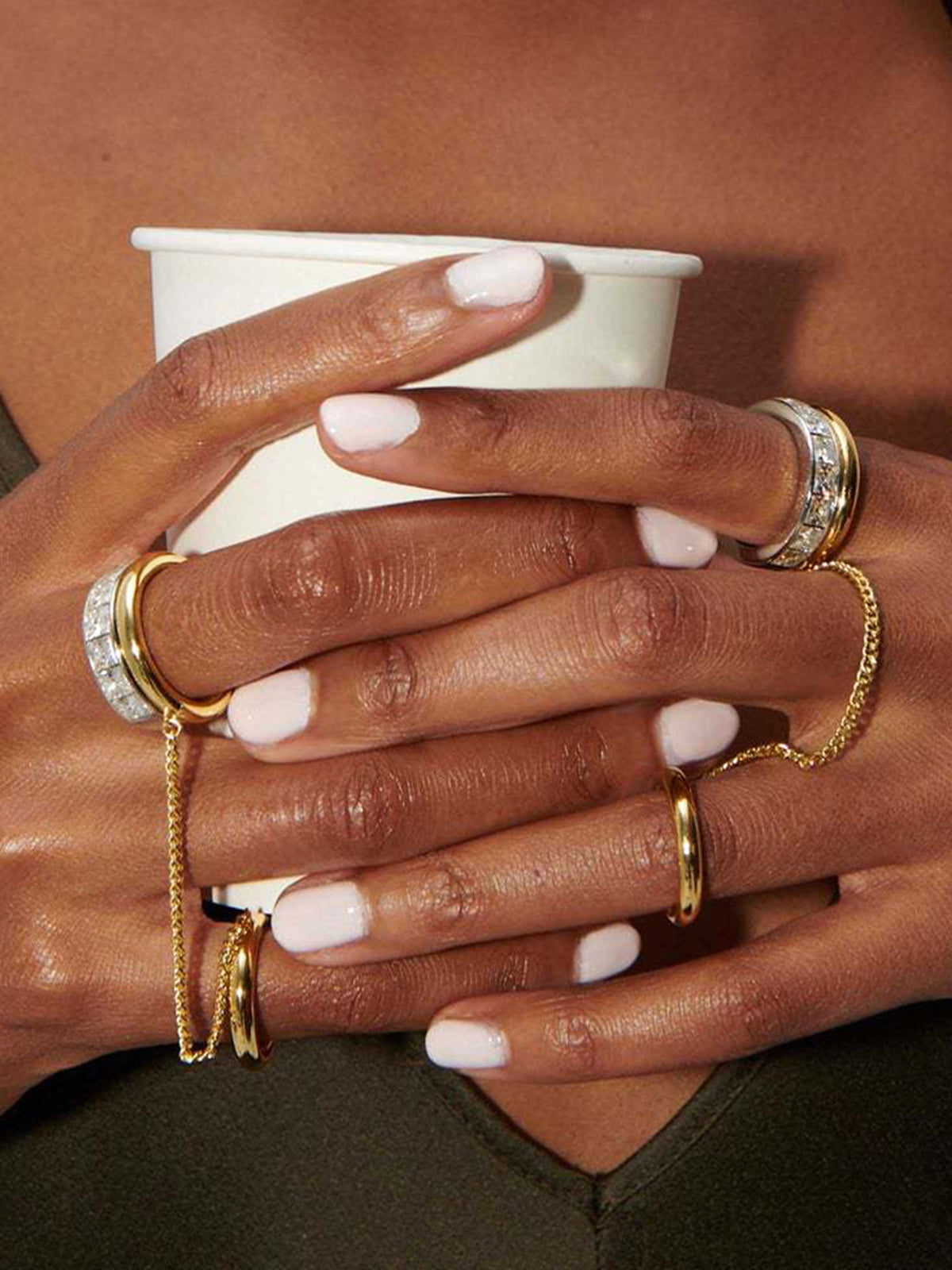 Diamond Chain Multi Finger Ring Adjustable Wrap Band Jewelry