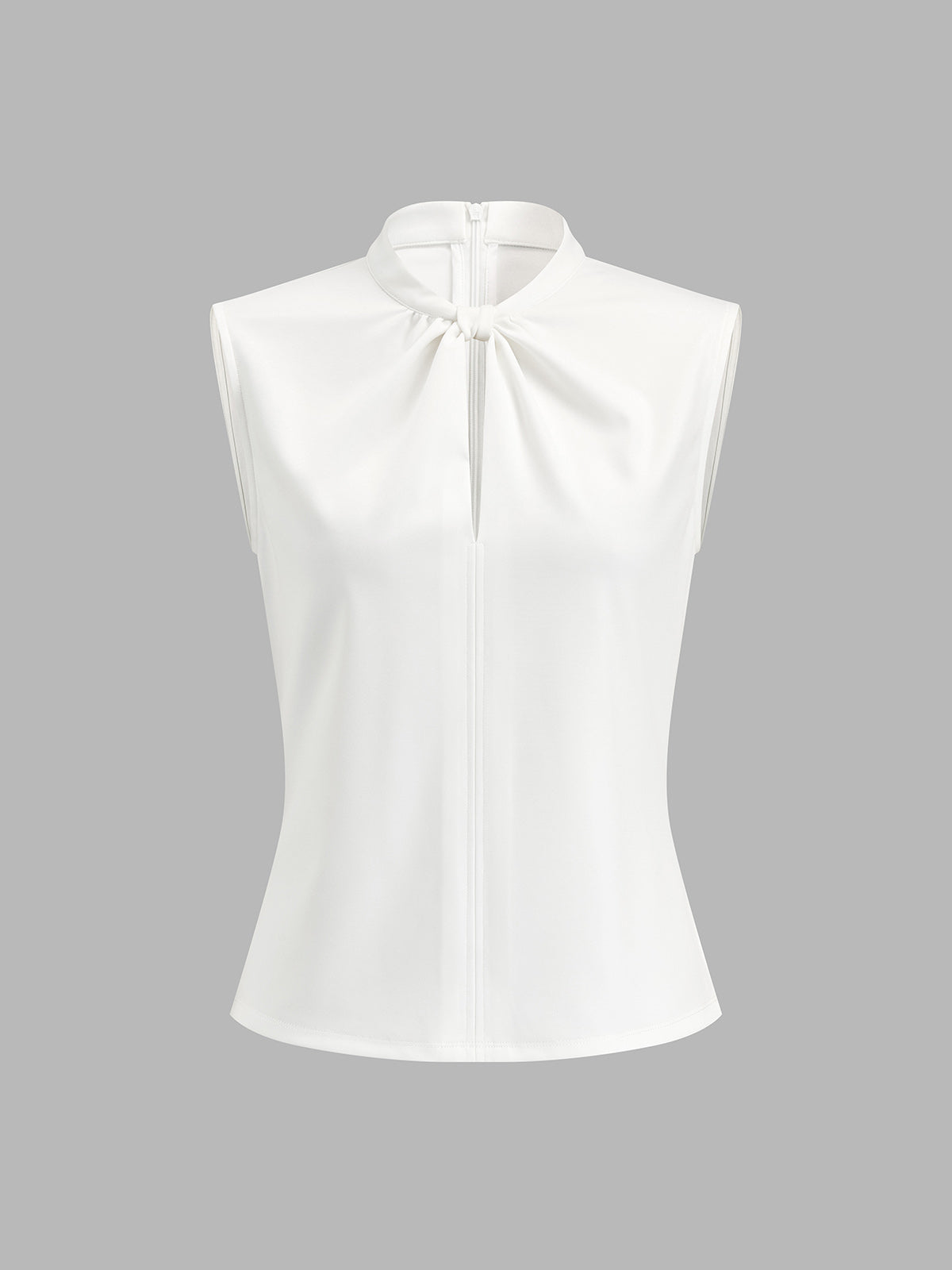 Knot Neck Keyhole Sleeveless Satin Blouse Women's Elegant Top for Evening