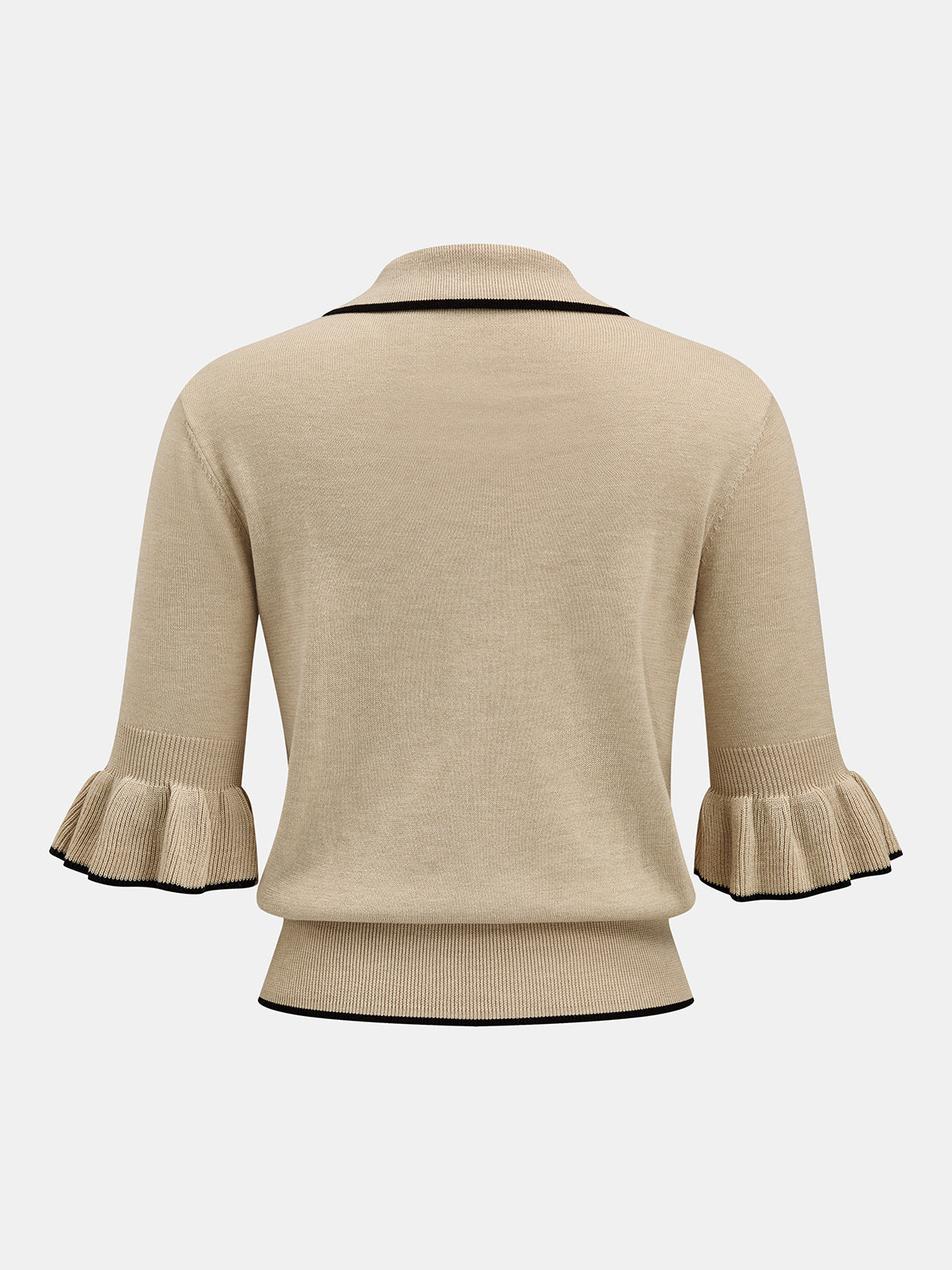 Contrast Trim Ruffle Knit Top for Women Casual Wear