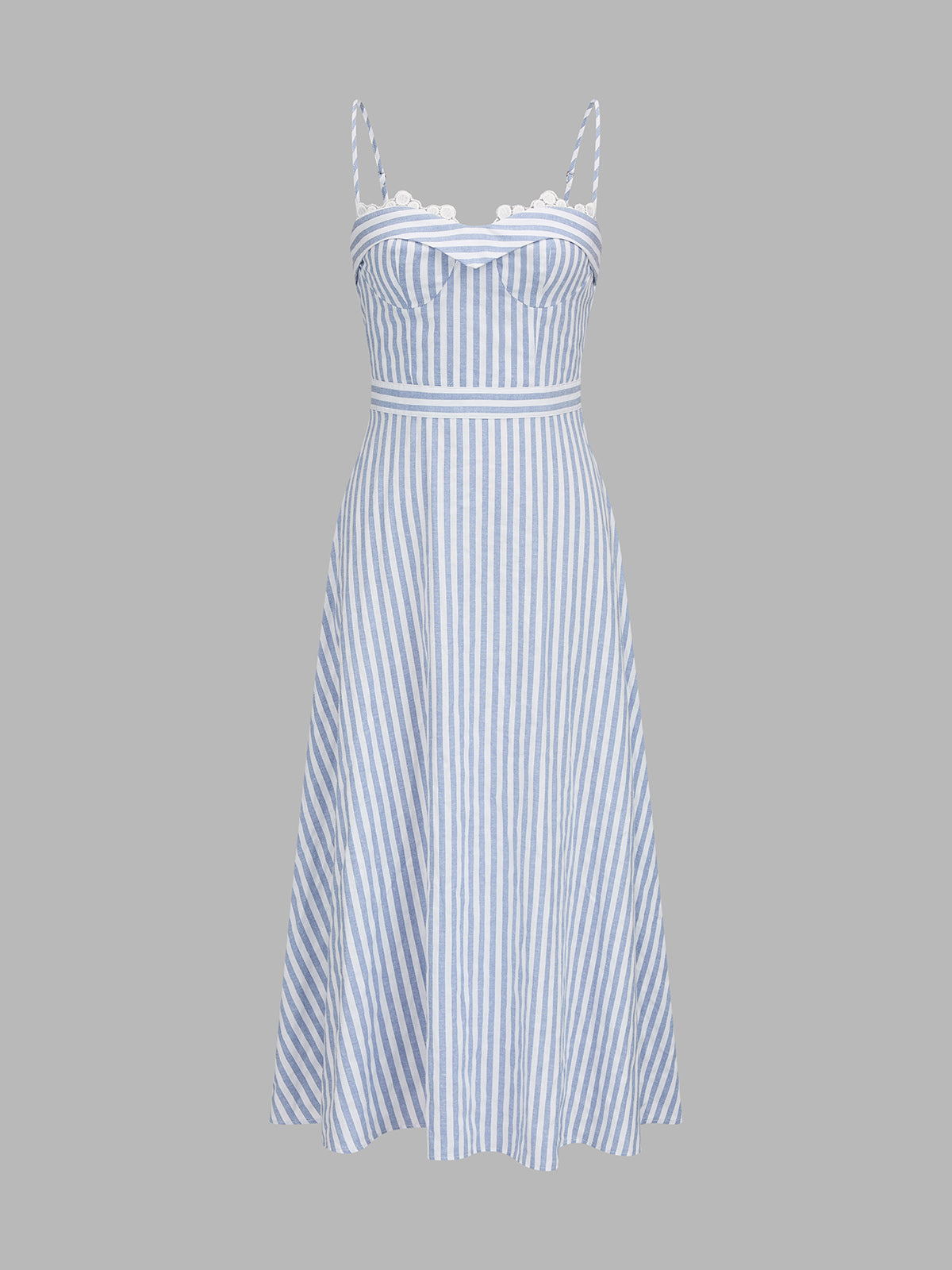 Lace Trim Striped Bustier Slip Dress Women's Fashion Trend