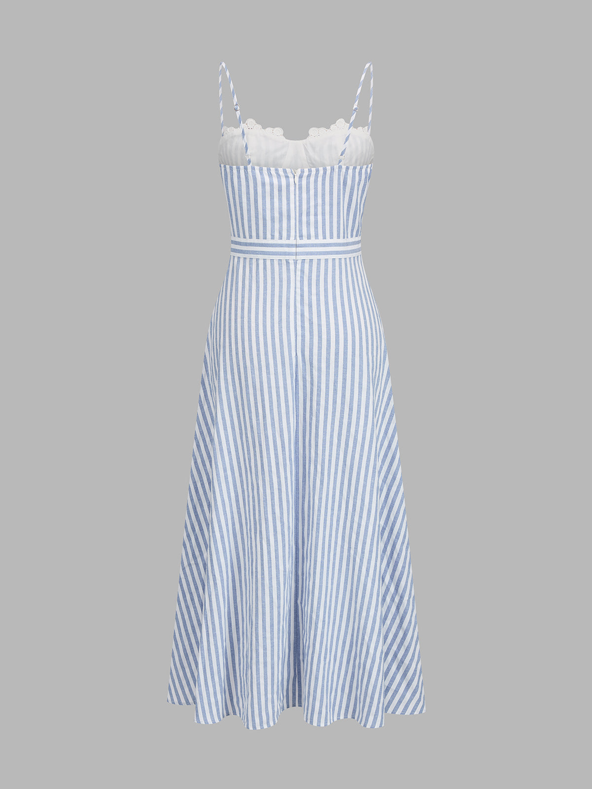 Lace Trim Striped Bustier Slip Dress Women's Fashion Trend