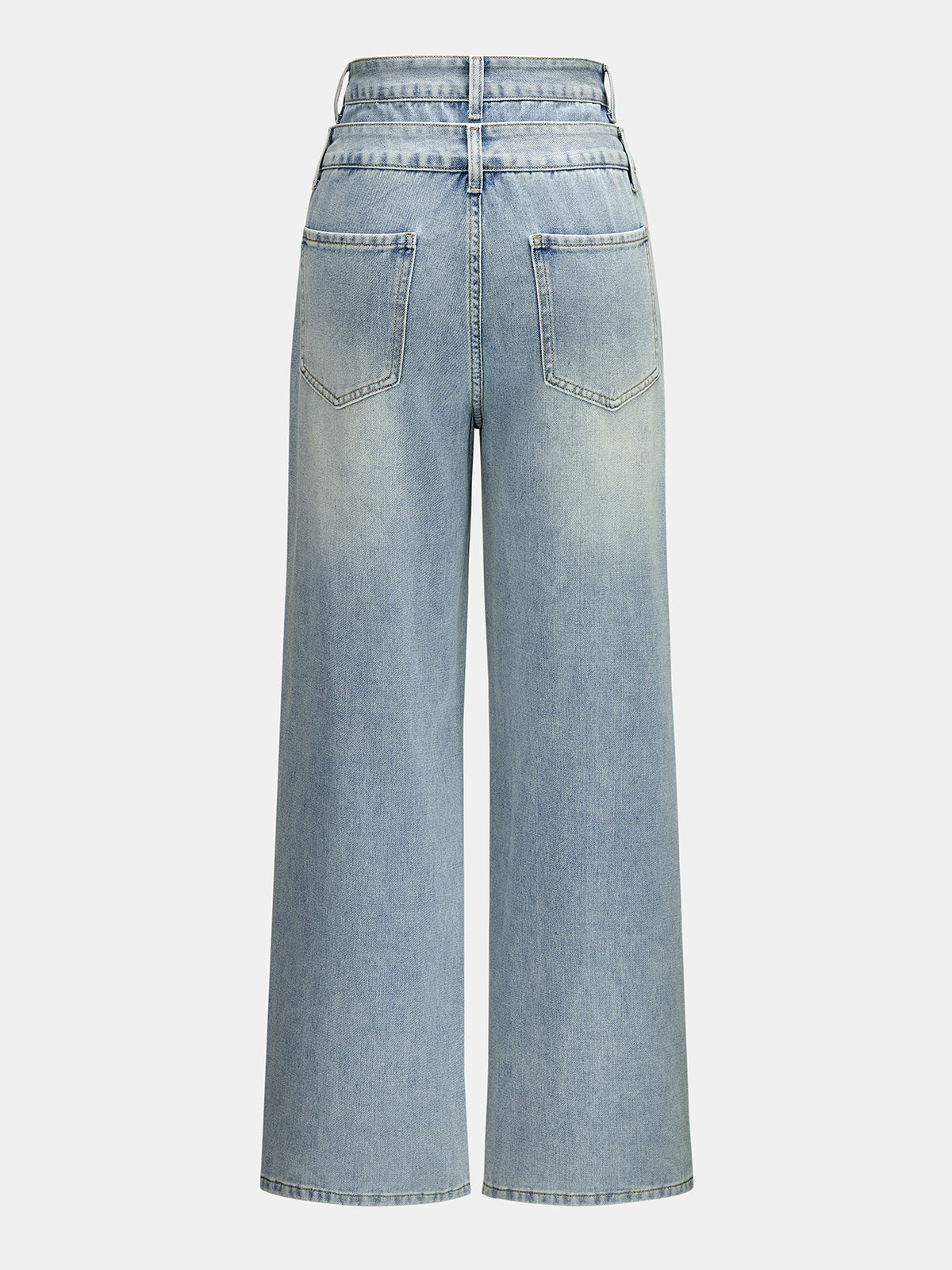 Double Waistband Wide Leg Jeans | Casual Comfort Women’s Denim Pants