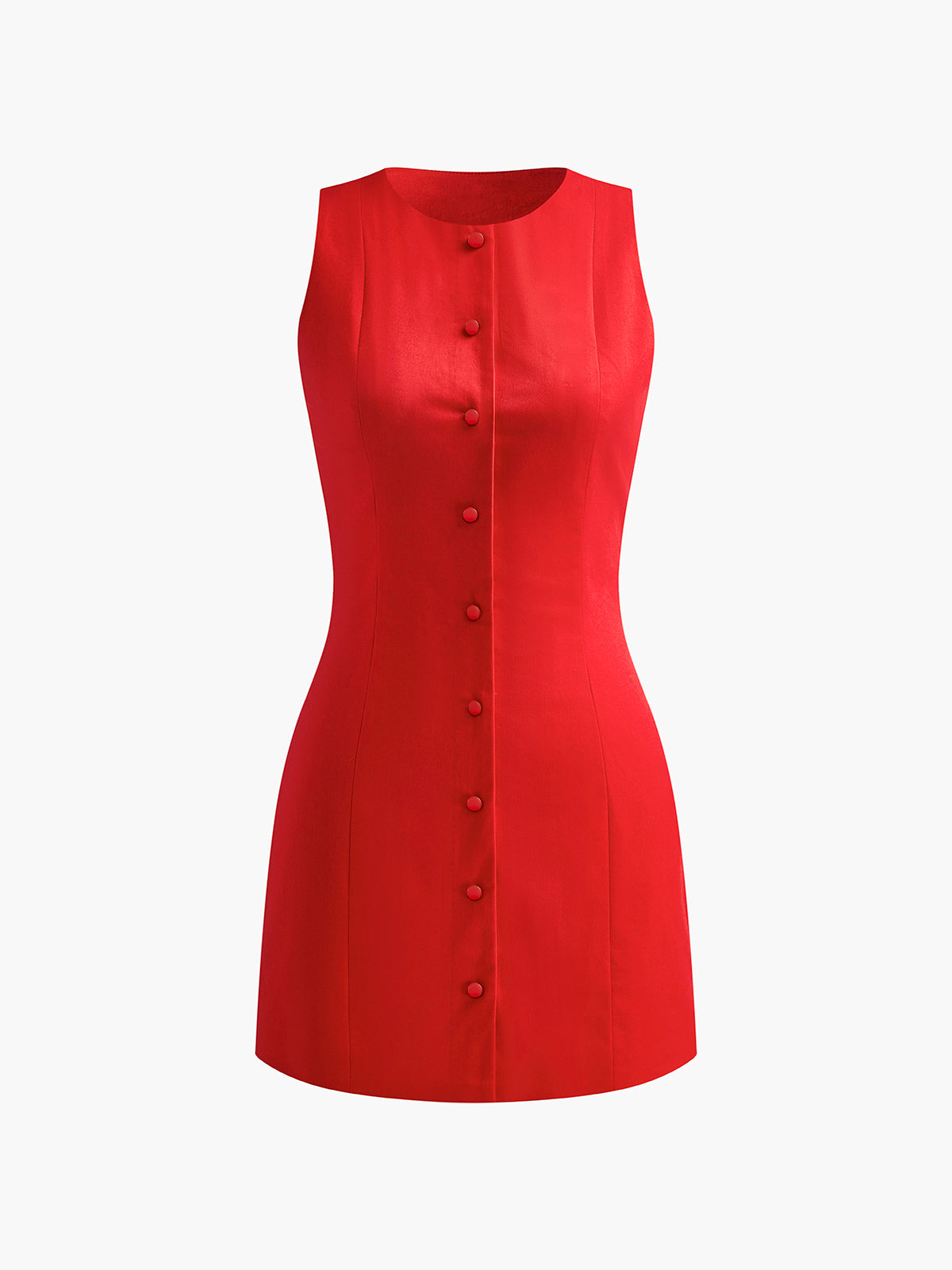 Button-Front Sleeveless Short Dress with Pockets for Women Summer Casual