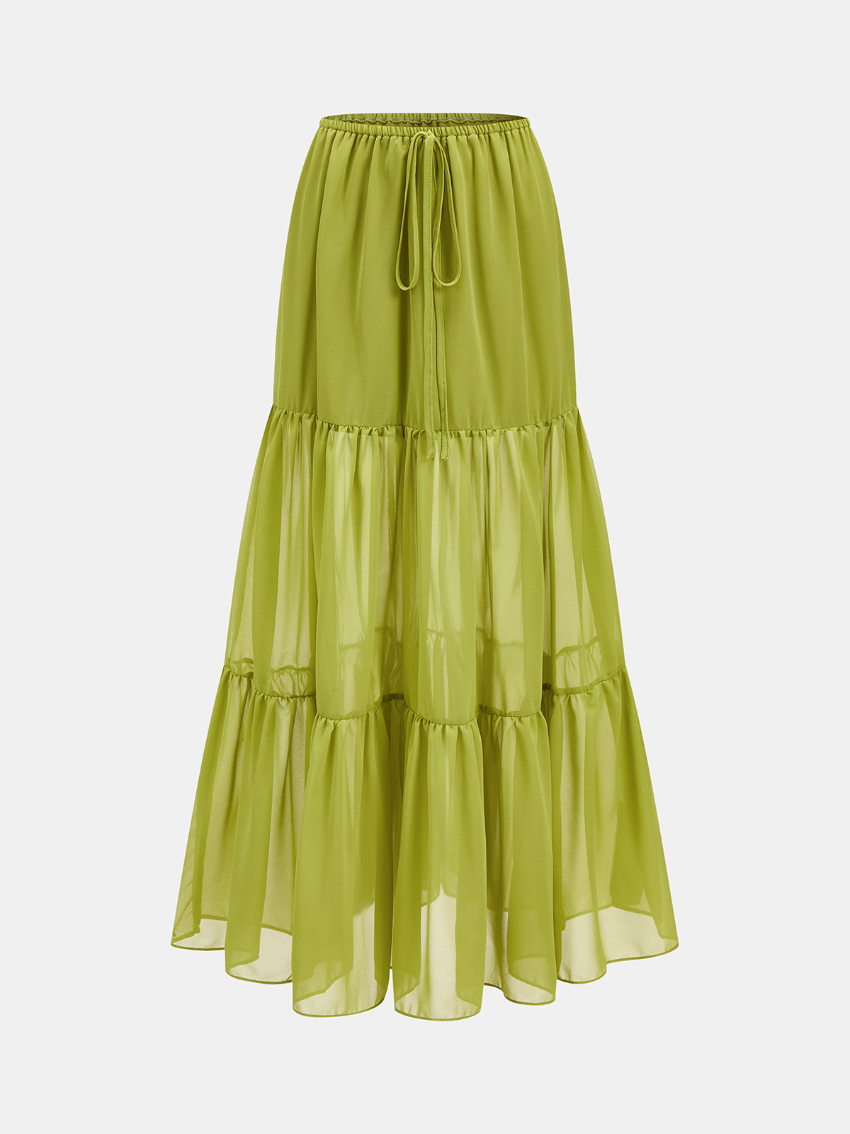 Lace Panel V-Neck Top & Tiered Skirt Set for Elegant Evening Wear