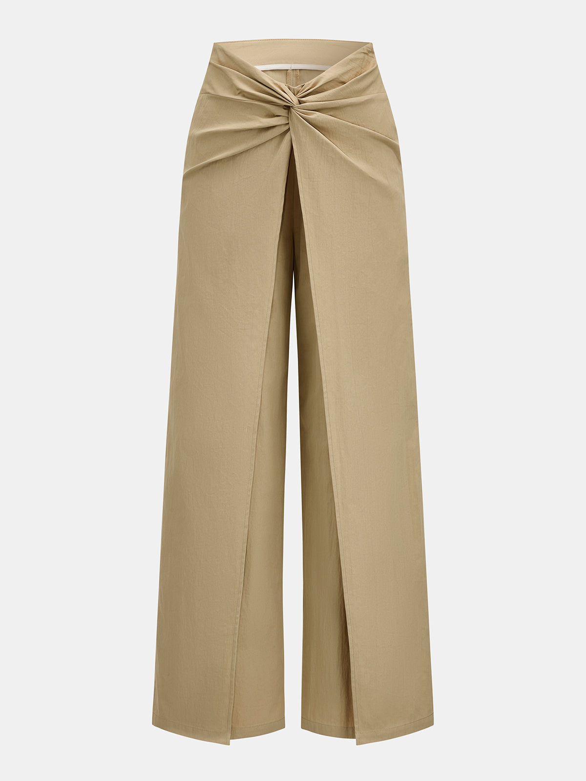 Twist Front Wrap Overlay Wide Leg Pants for Women, High Waist Elegant Style