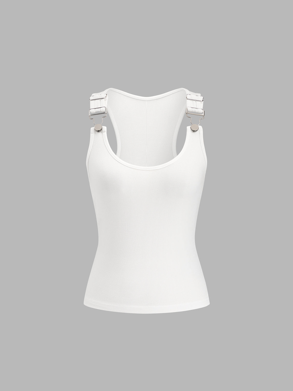Ribbed Buckle Strap Tank Top with Adjustable Fit