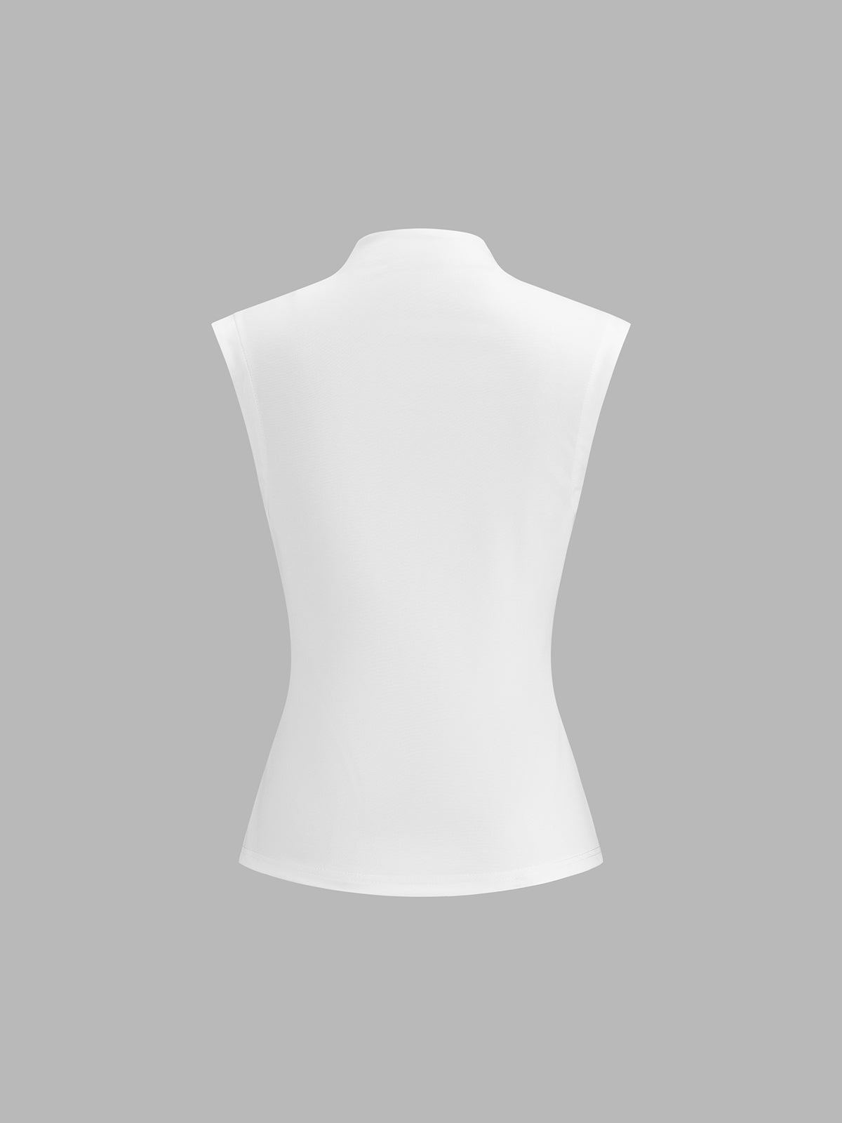 Button Down Stand Collar Sleeveless Blouse for Women Casual Office Wear