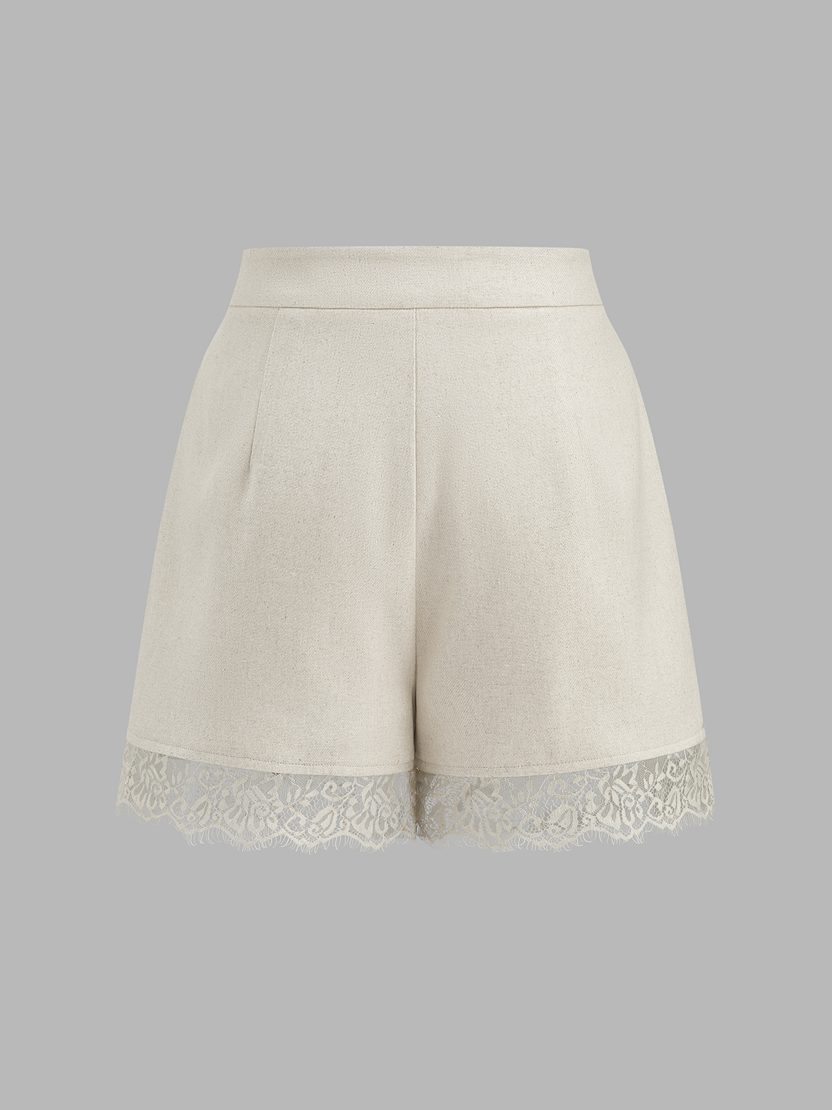 Cotton Linen Lace Hem Blazer & Shorts Set with Elegant Design