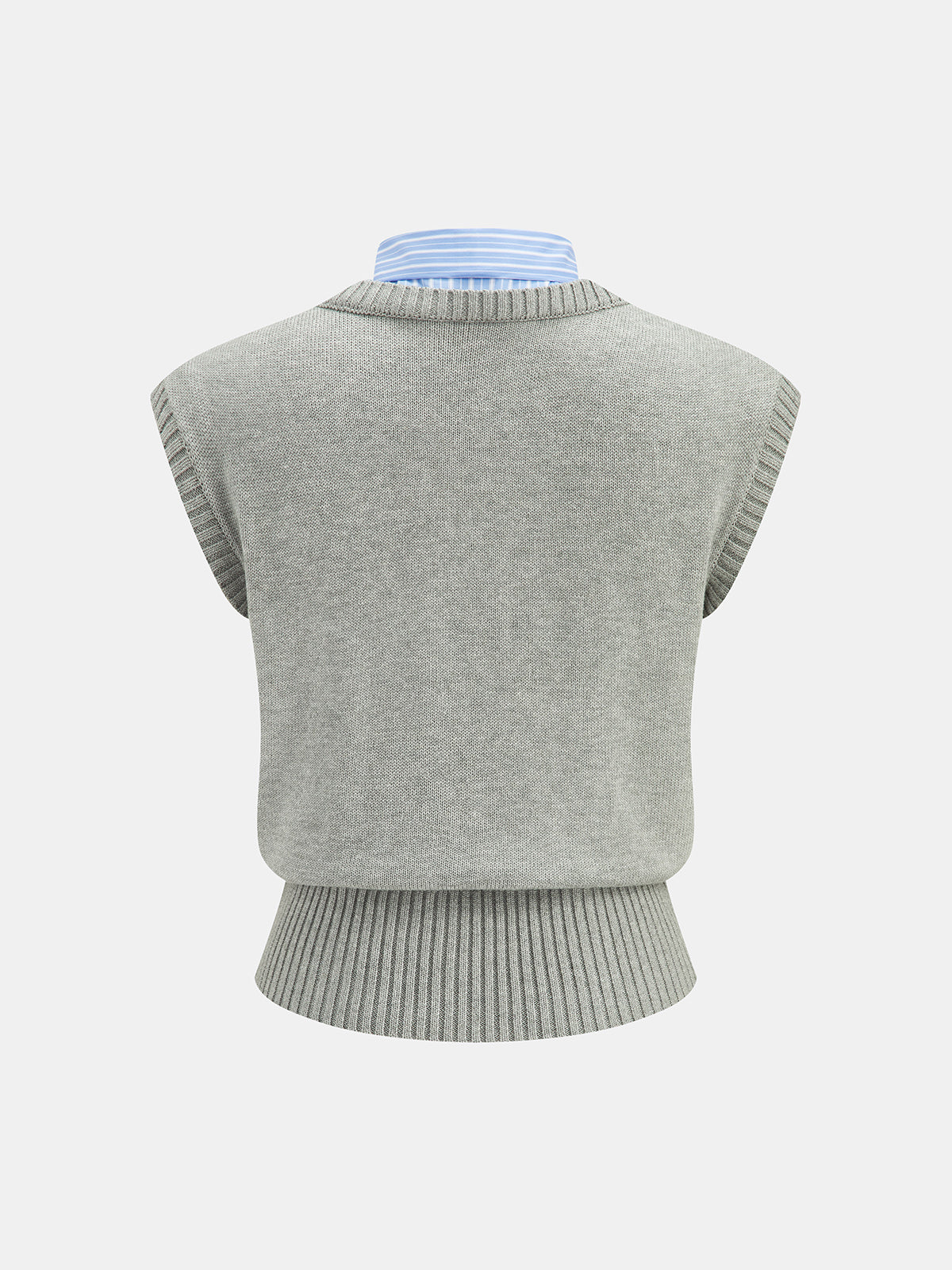 Fake Two-Piece Stripe Tie Knit Top Stylish Casual Women's Apparel
