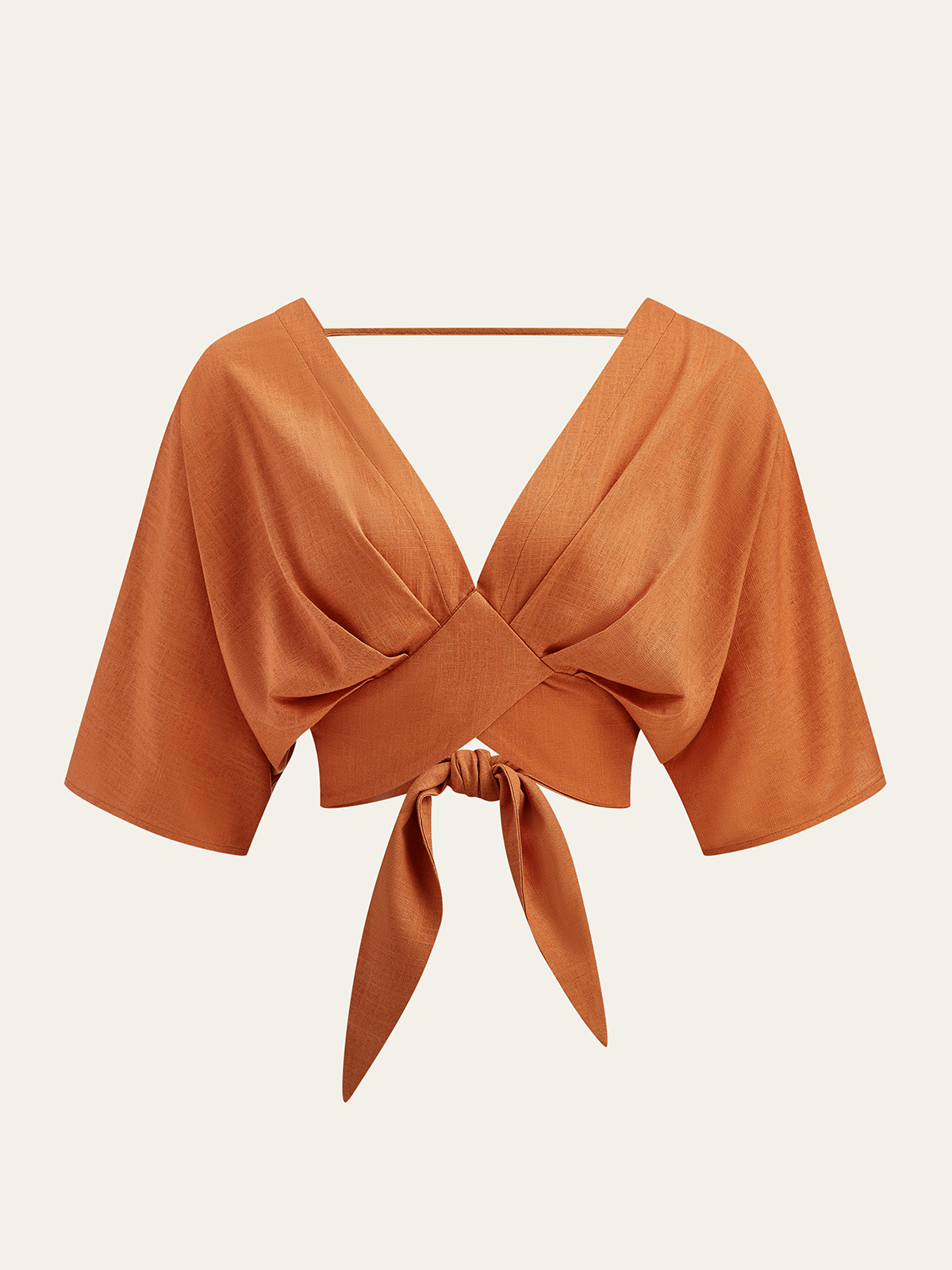 Cotton & Linen Criss-Cross Front Blouse Elegant Casual Summer Top