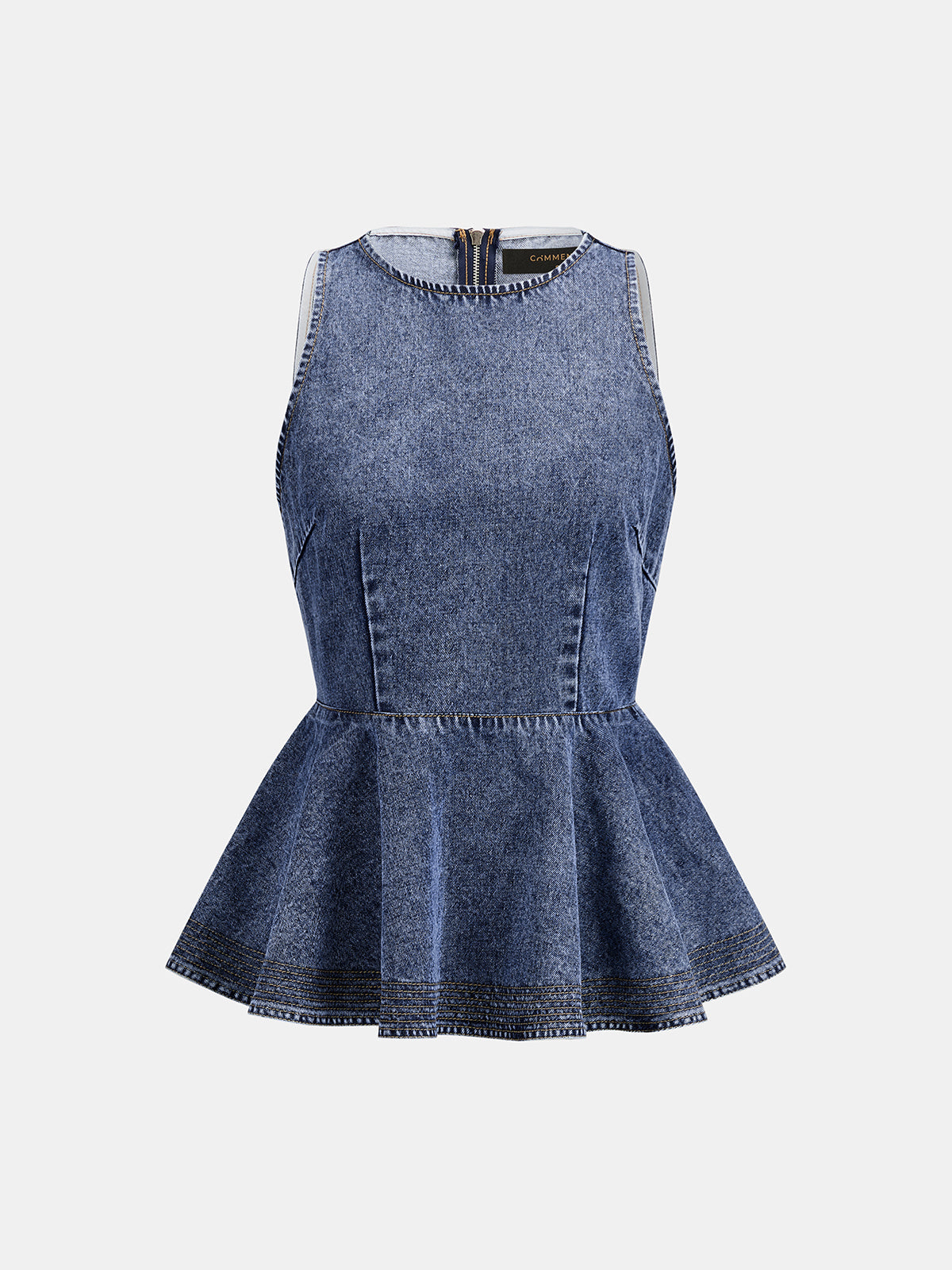 Sleeveless Peplum Denim Tank Top for Women Casual Summer