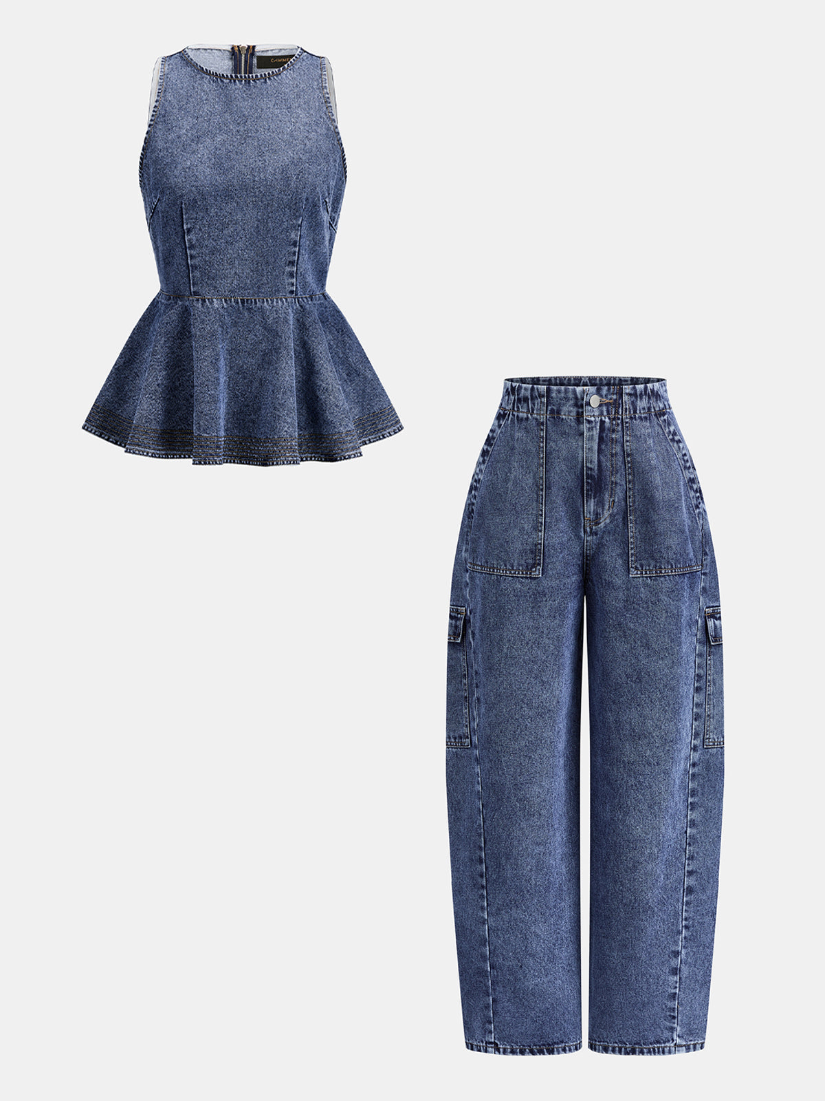 Sleeveless Peplum Denim Tank Top for Women Casual Summer