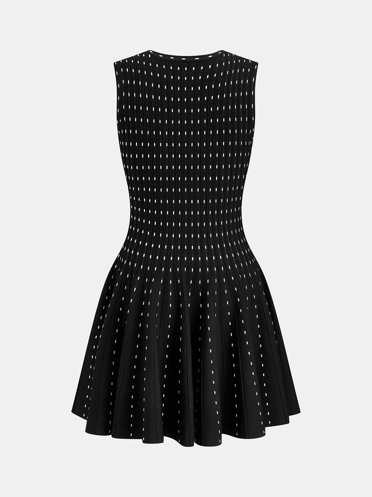 Sleeveless Polka Dot Flared Knit Mini Dress for Women Summer Casual Party